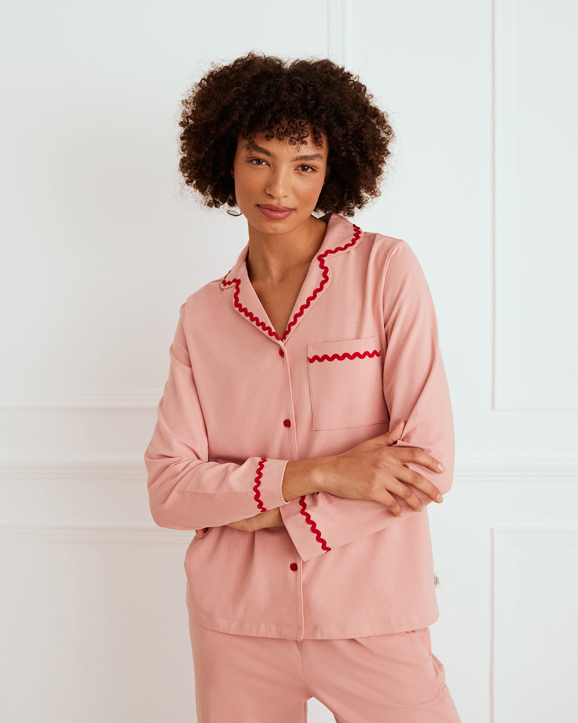 Organic Cotton Embroidered Back Good Morning Long Pyjama Set