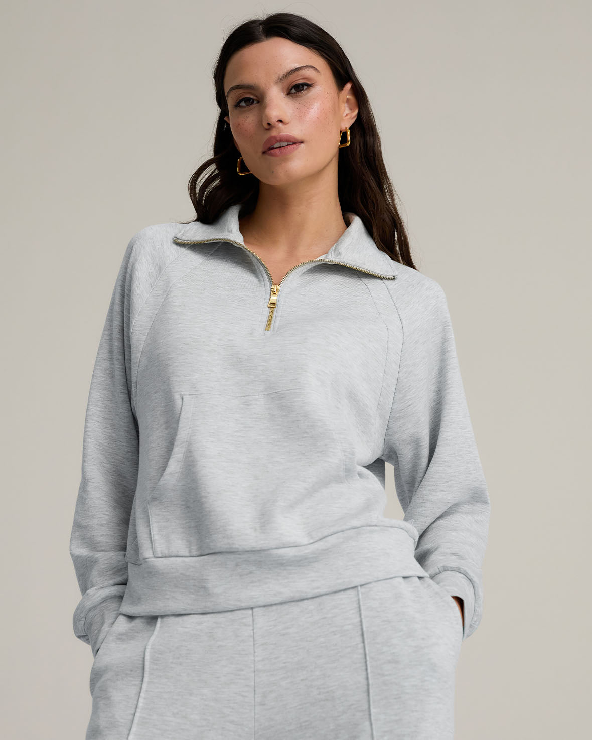 LuxeComfort Scuba Half Zip Sweatshirt Marl