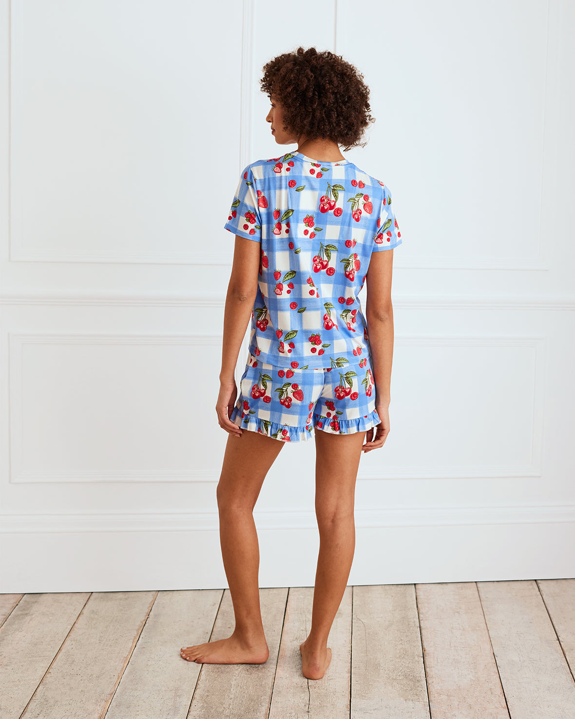 Berries & Gingham Print Frill Short Pyjama Set