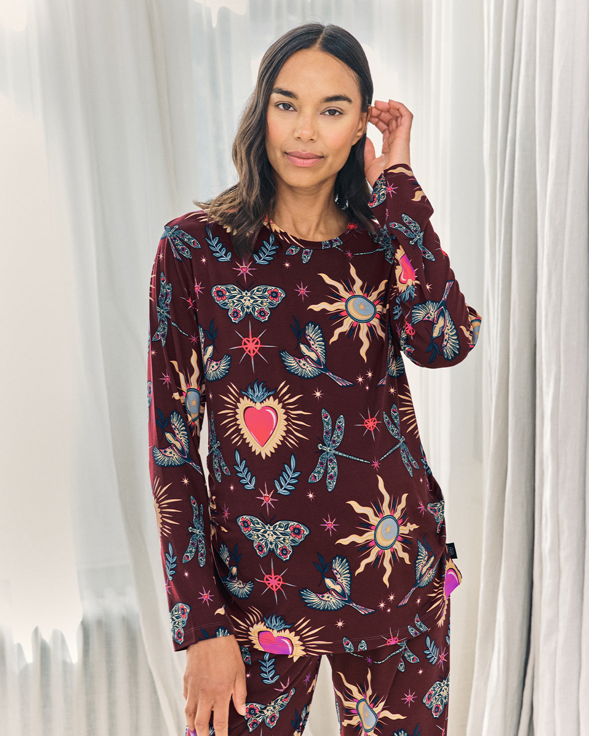 Maternity Enchanted Glade Print Long Pyjama Set