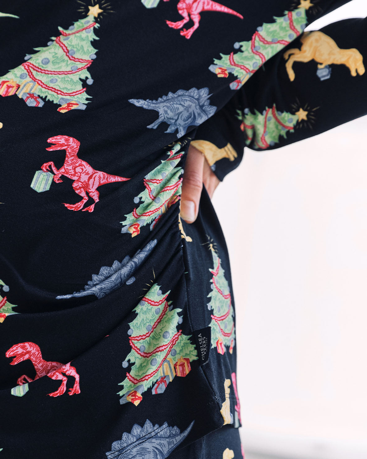 Maternity Christmas Dinosaur Print Long Pyjama Set