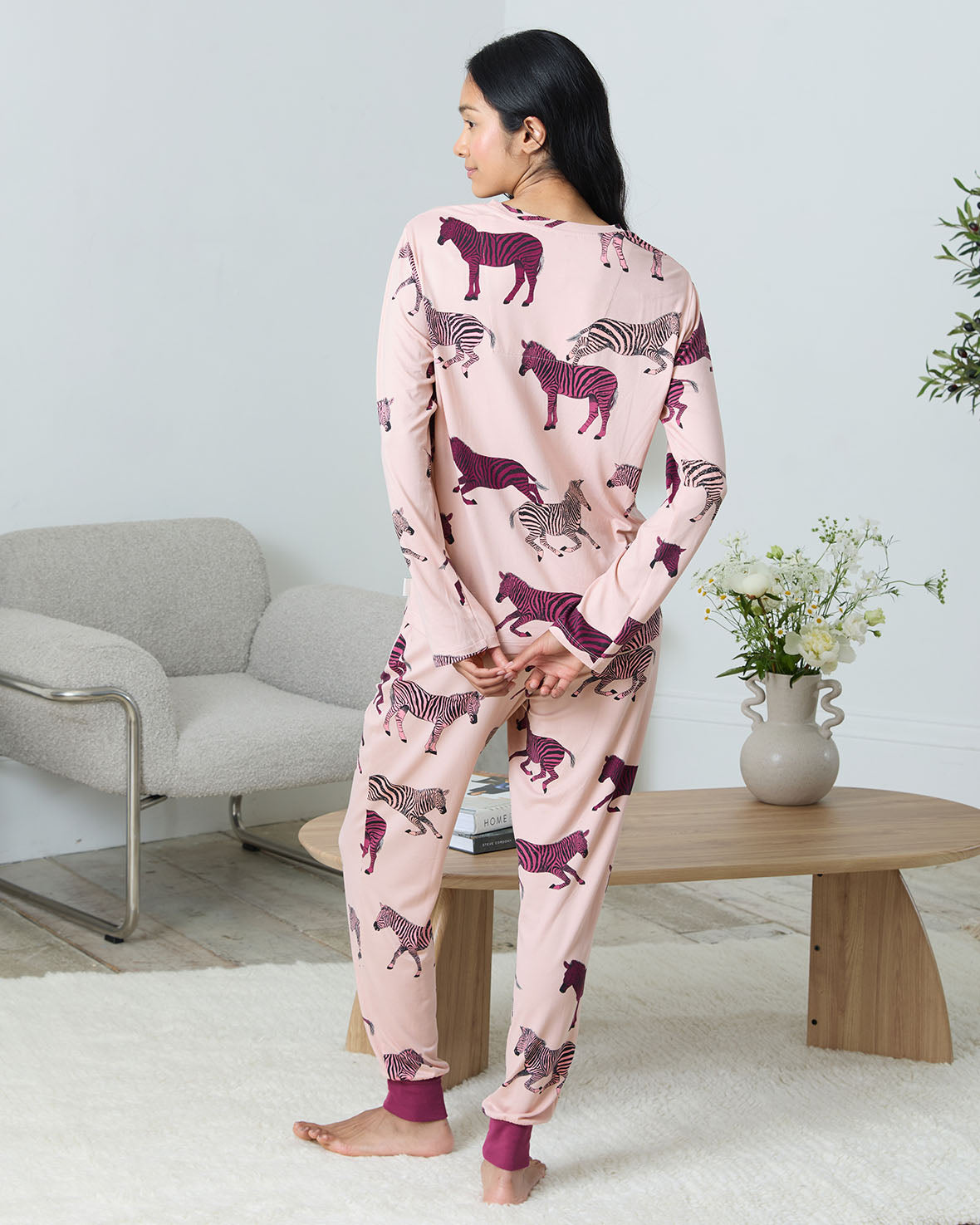 Tall Zebra Print Long Pyjama Set - Purple