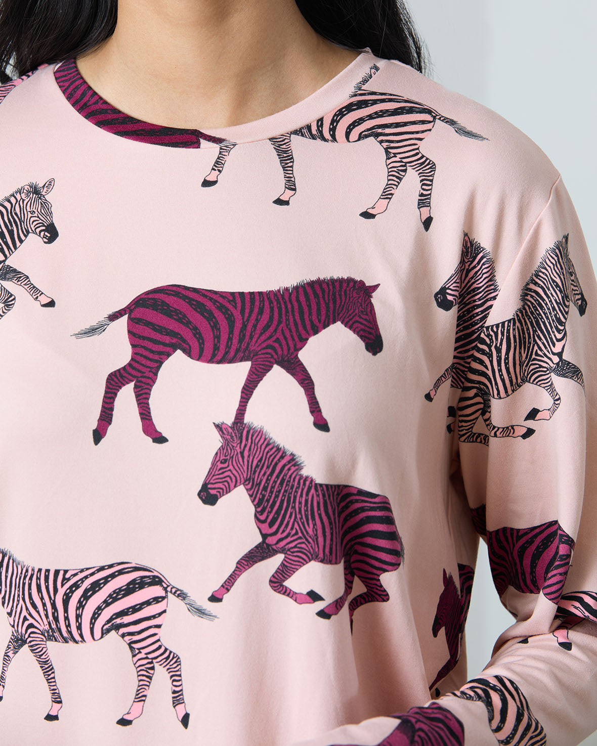 Tall Zebra Print Long Pyjama Set - Purple