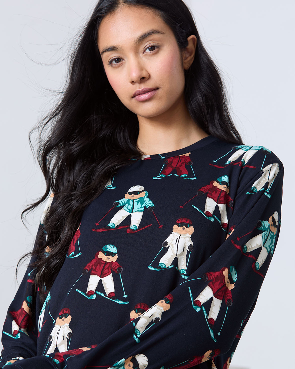 Skiing Chip the Cockapoo Dog Print Long Pyjama Set