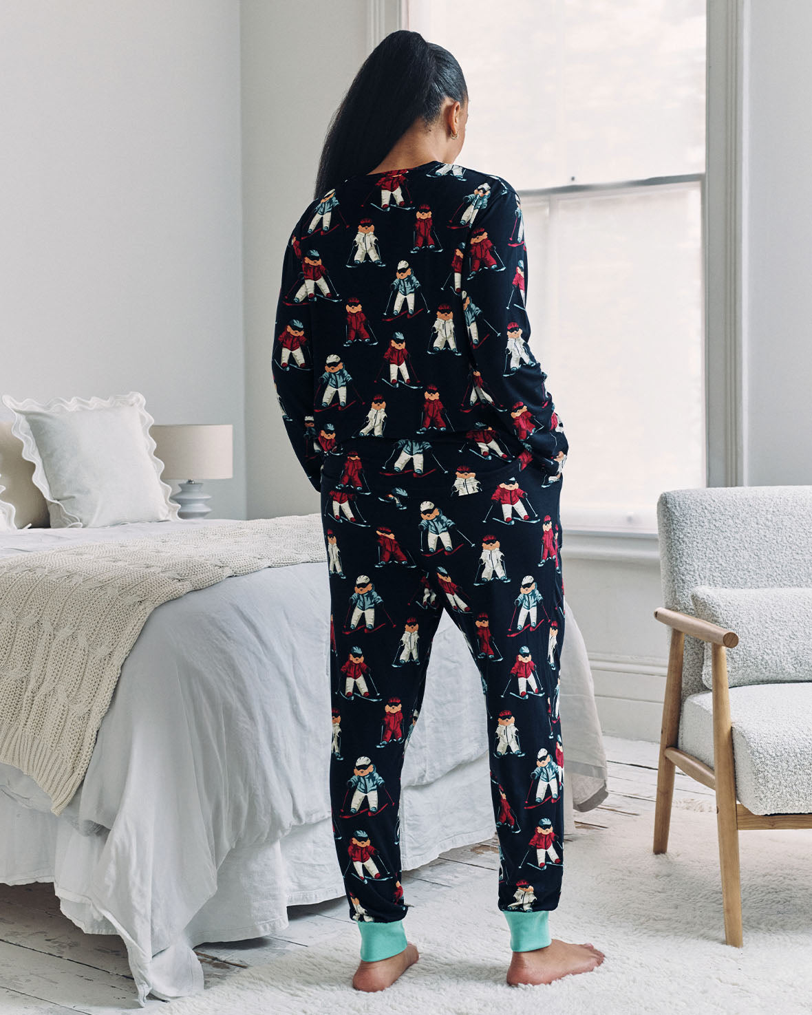 Skiing Chip the Cockapoo Dog Print Long Pyjama Set