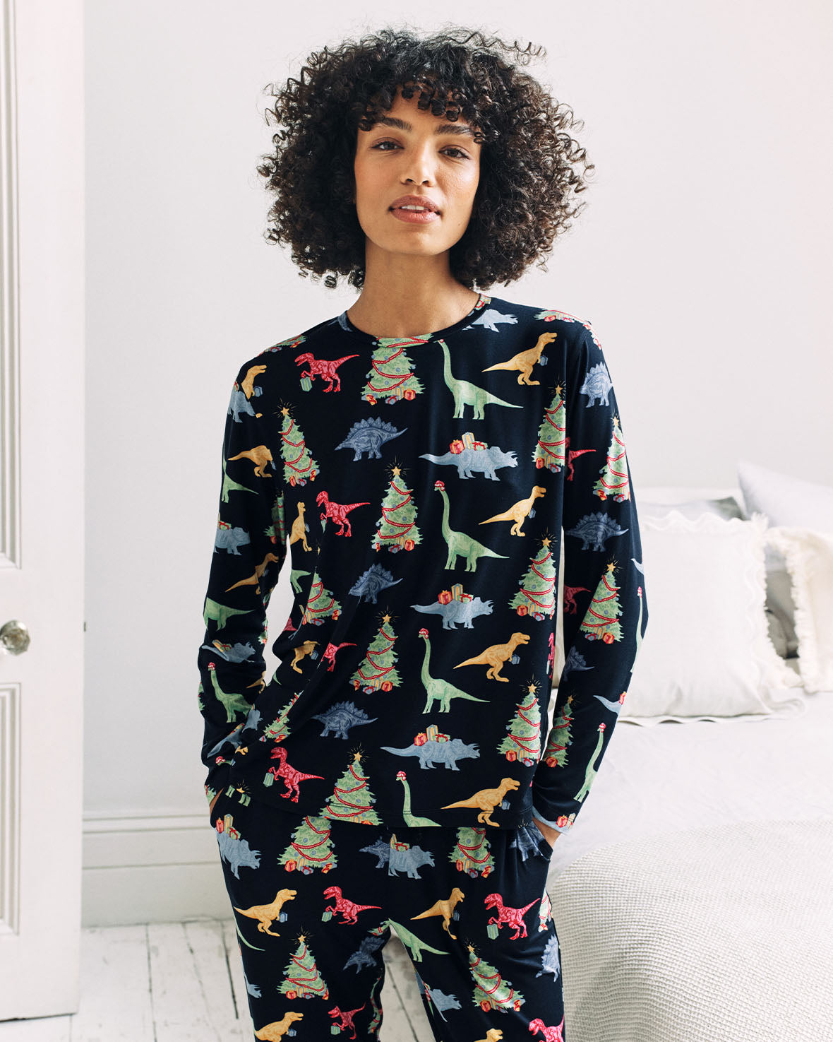 Christmas Dinosaur Print Long Pyjama Set