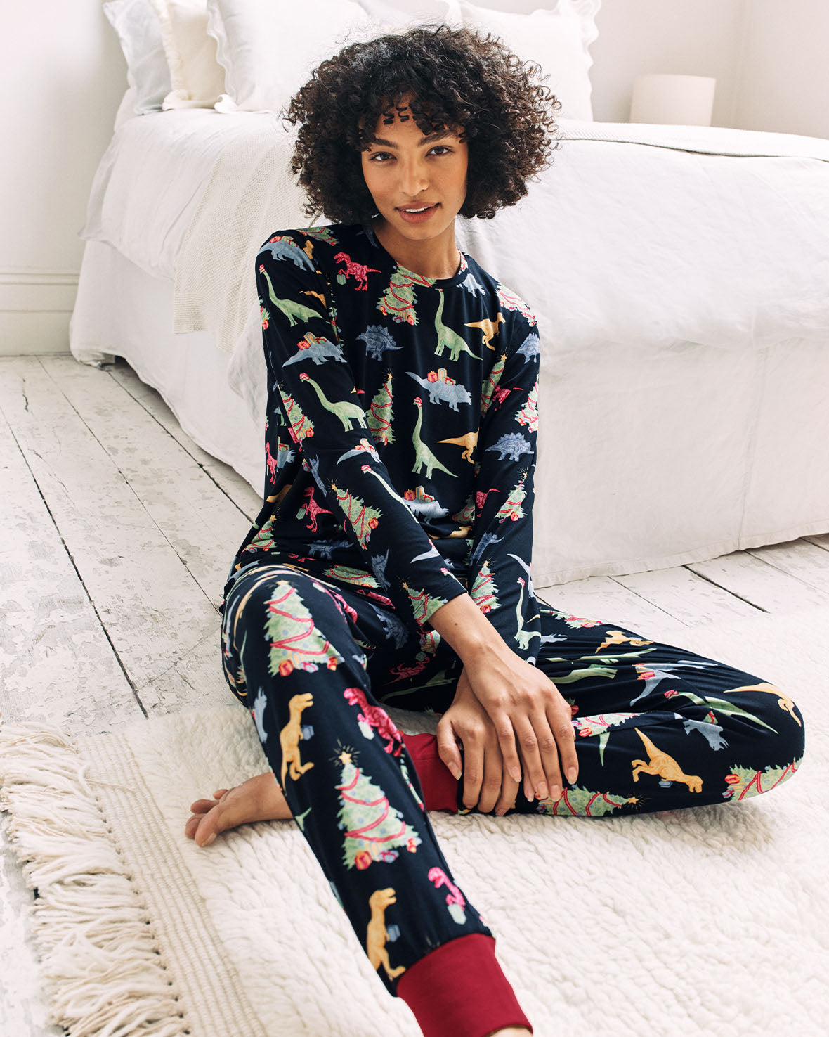 Christmas Dinosaur Print Long Pyjama Set