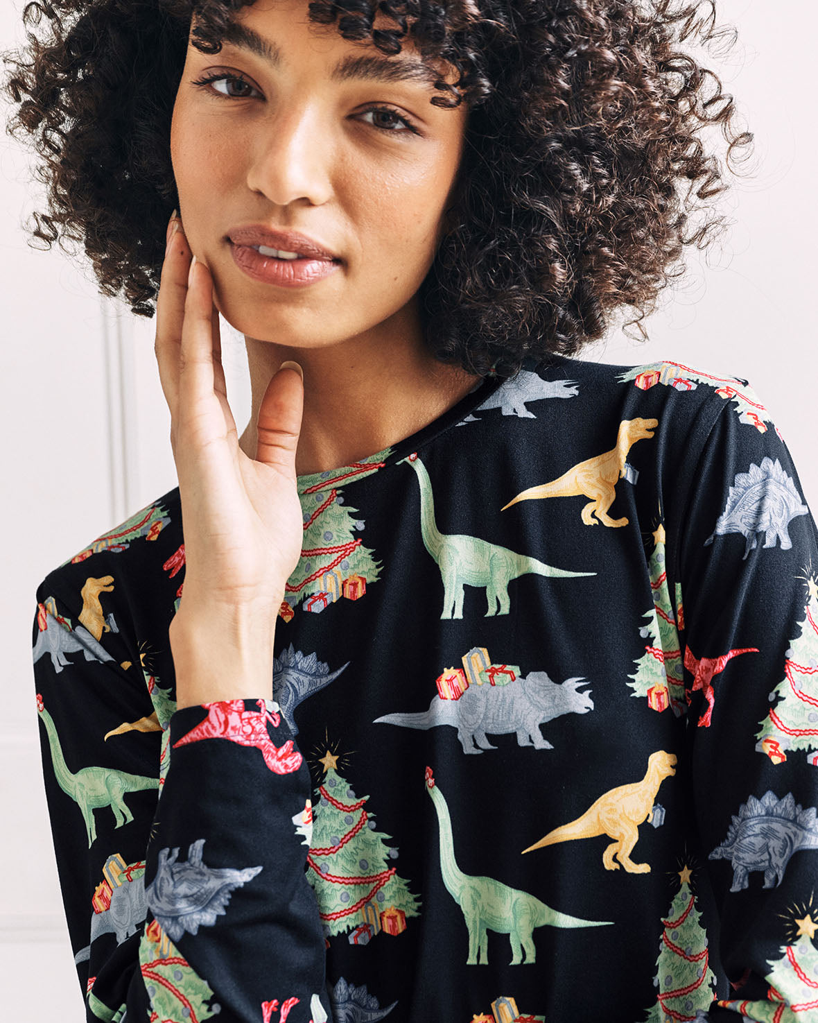 Christmas Dinosaur Print Long Pyjama Set