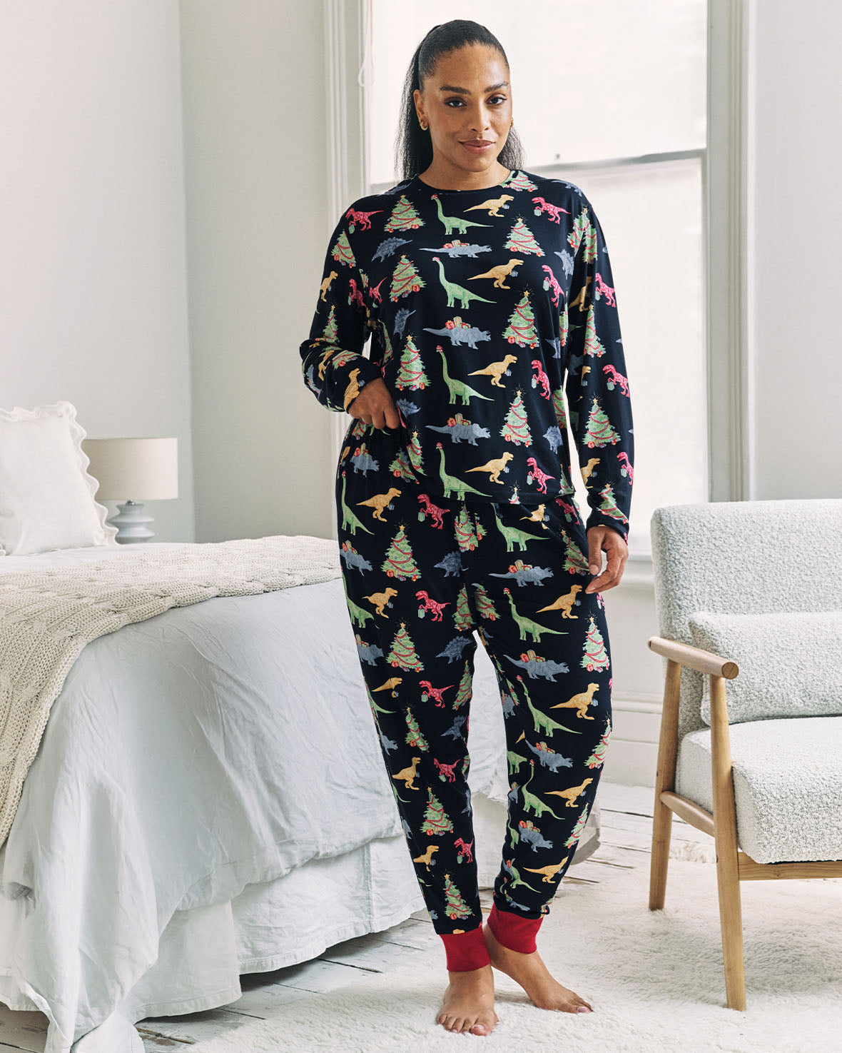 Christmas Dinosaur Print Long Pyjama Set