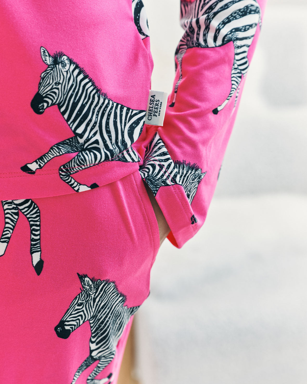 Zebra Print Long Pyjama Set - Hot Pink