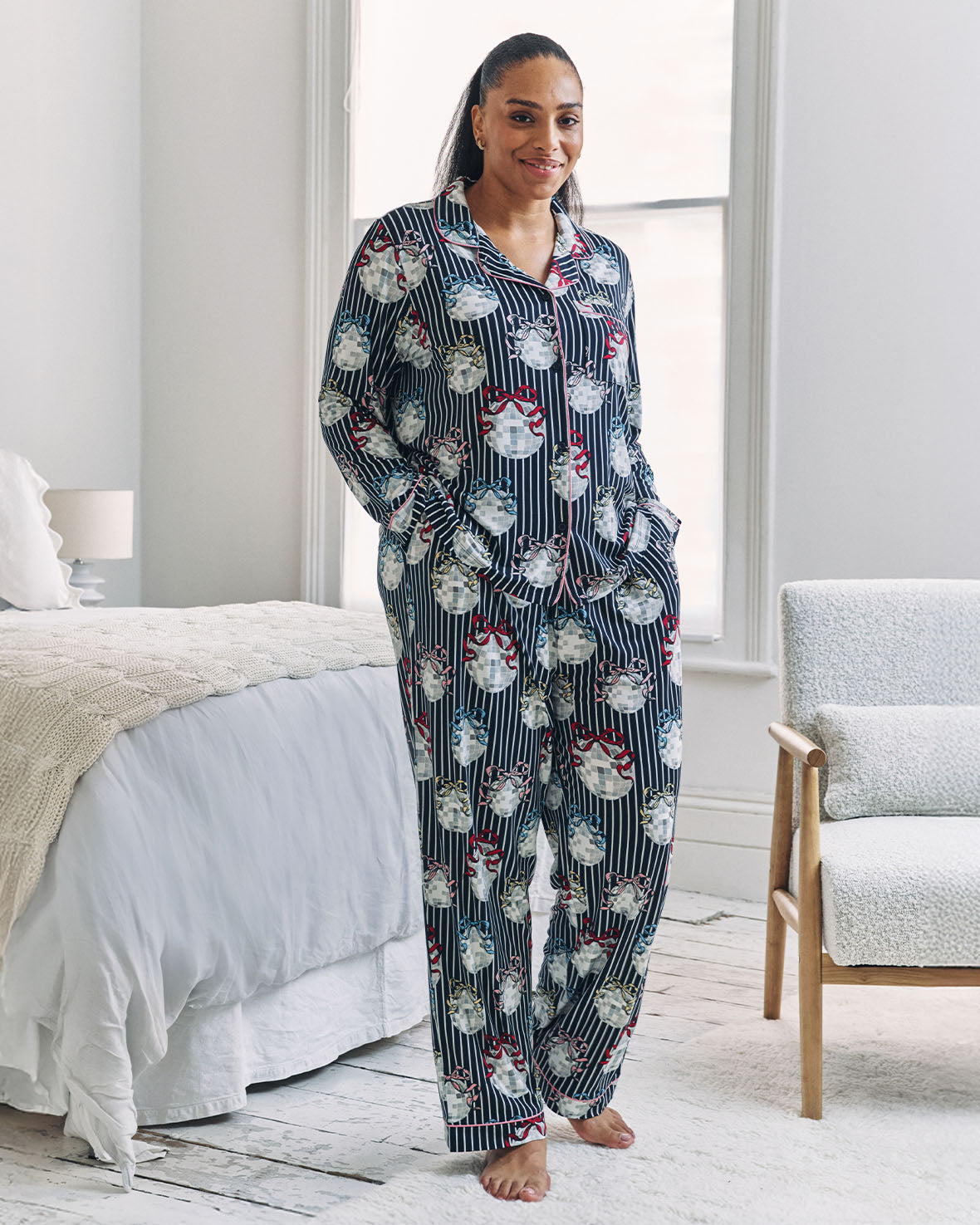 Disco Ball Print Long Pyjama Set