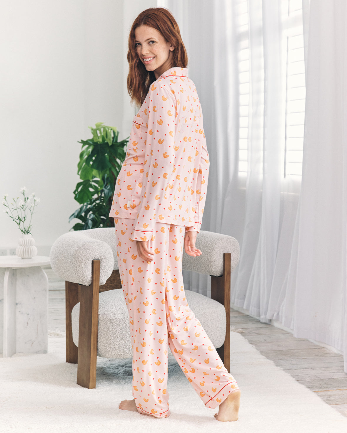 Tall Croissant Print Long Pyjama Set