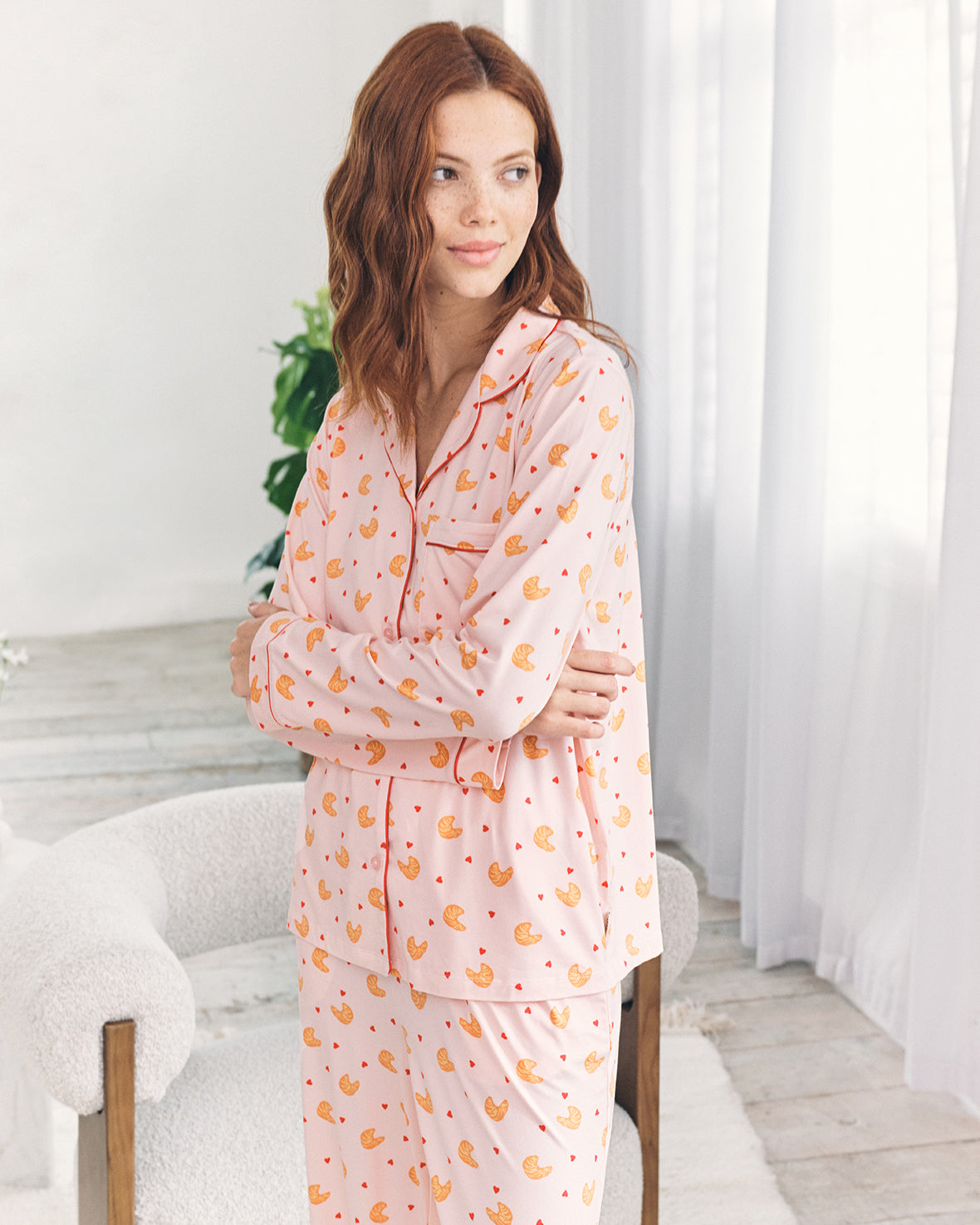 Tall Croissant Print Long Pyjama Set
