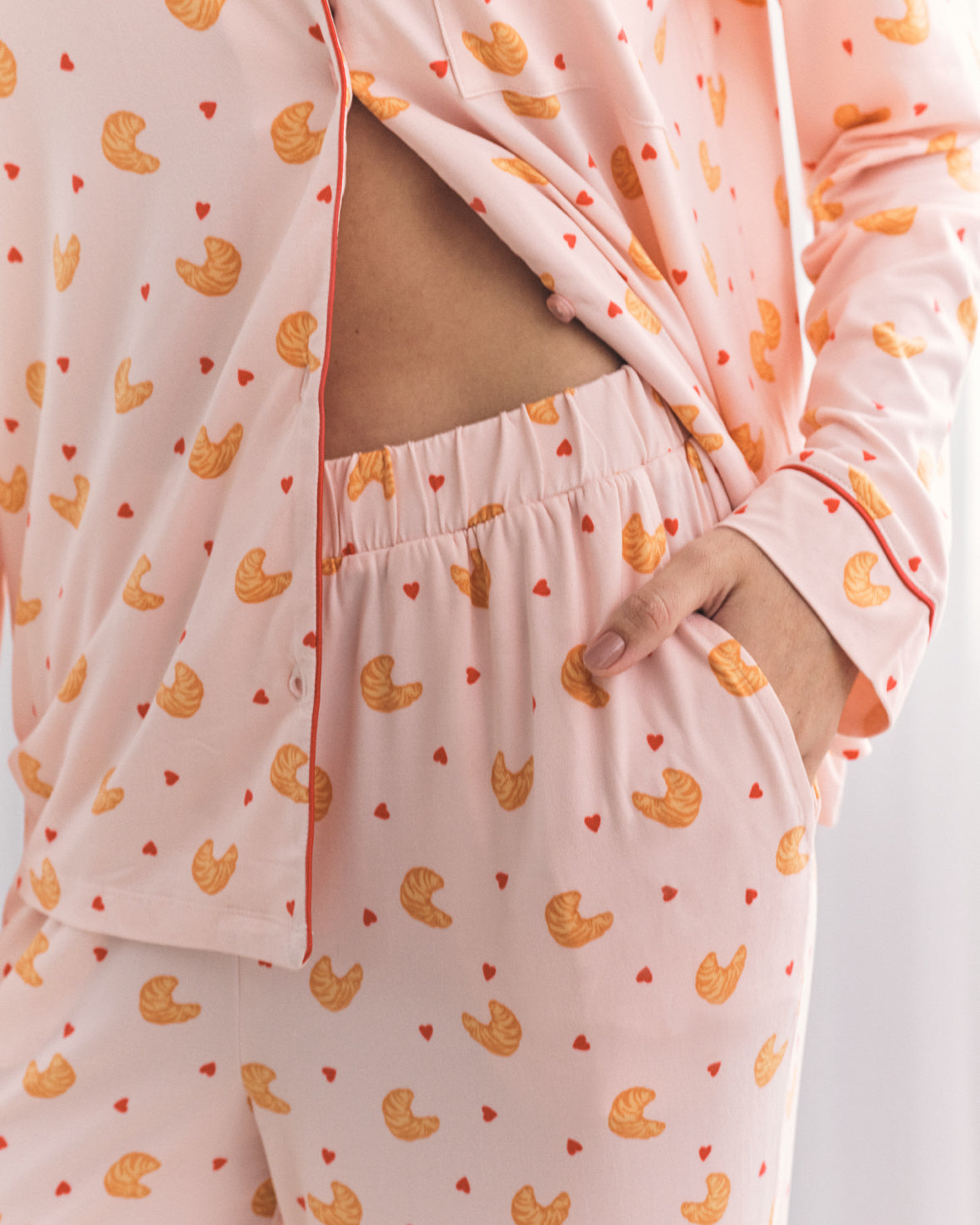 Tall Croissant Print Long Pyjama Set