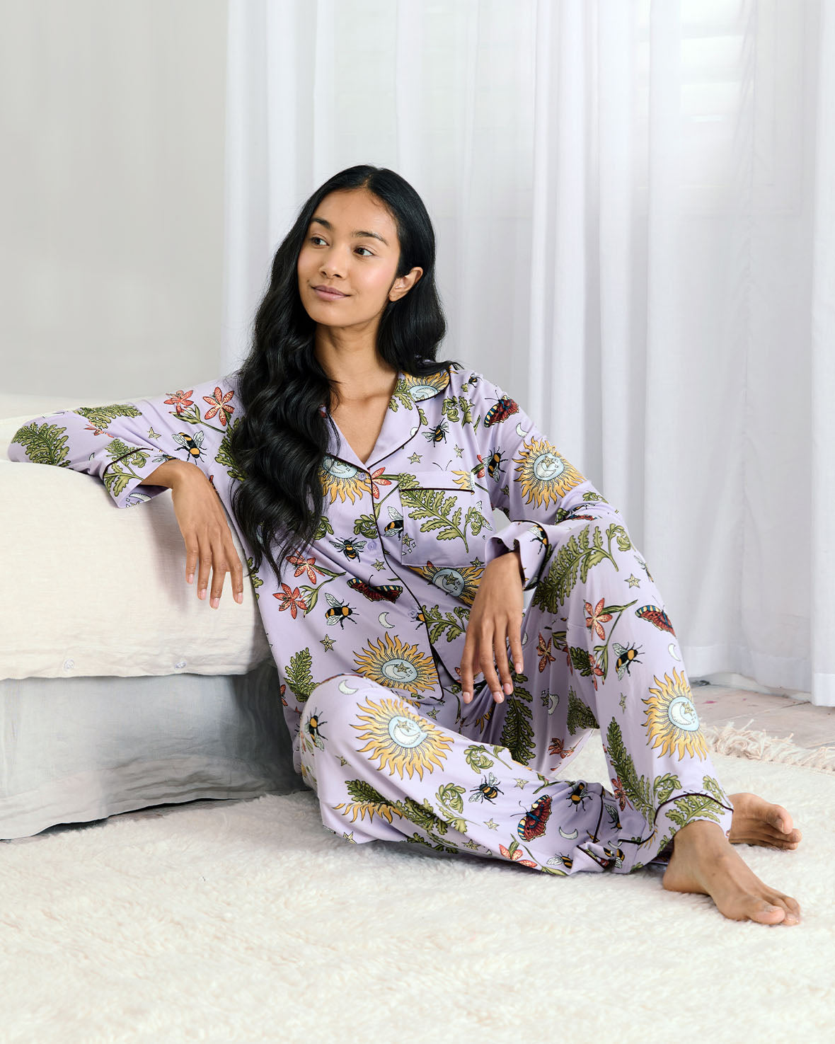 Moonlit Forest Print Long Pyjama Set