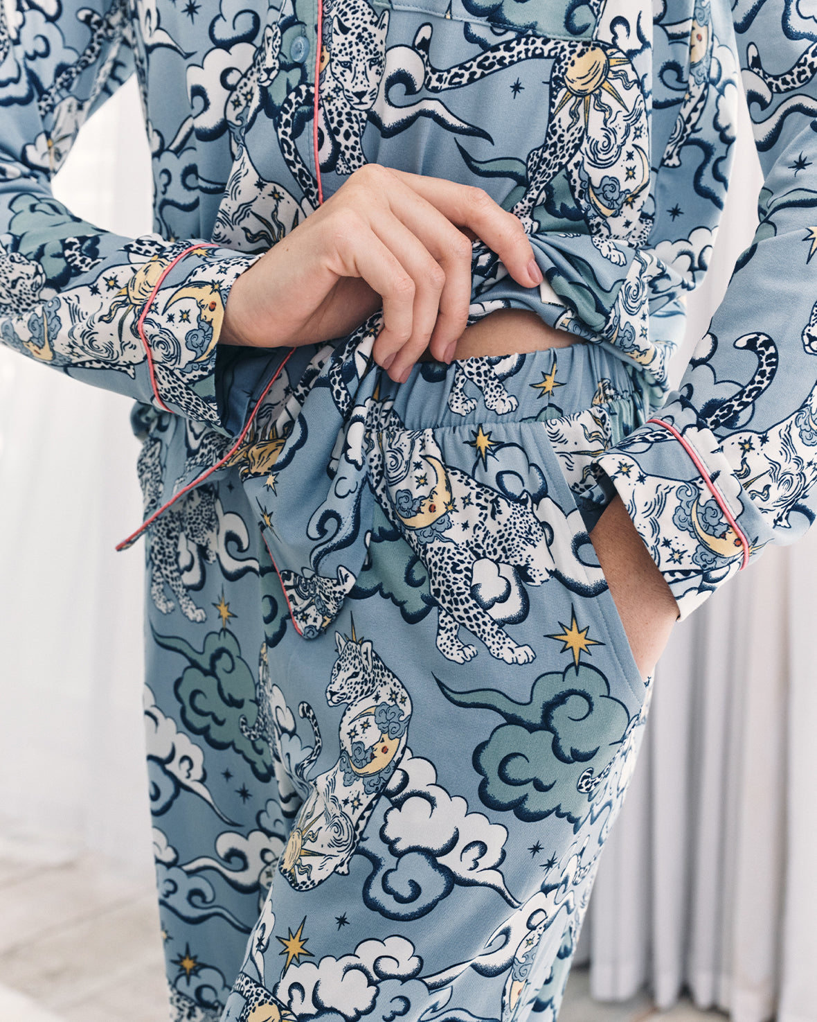 Dream Leopard Print Button Up Long Pyjama Set