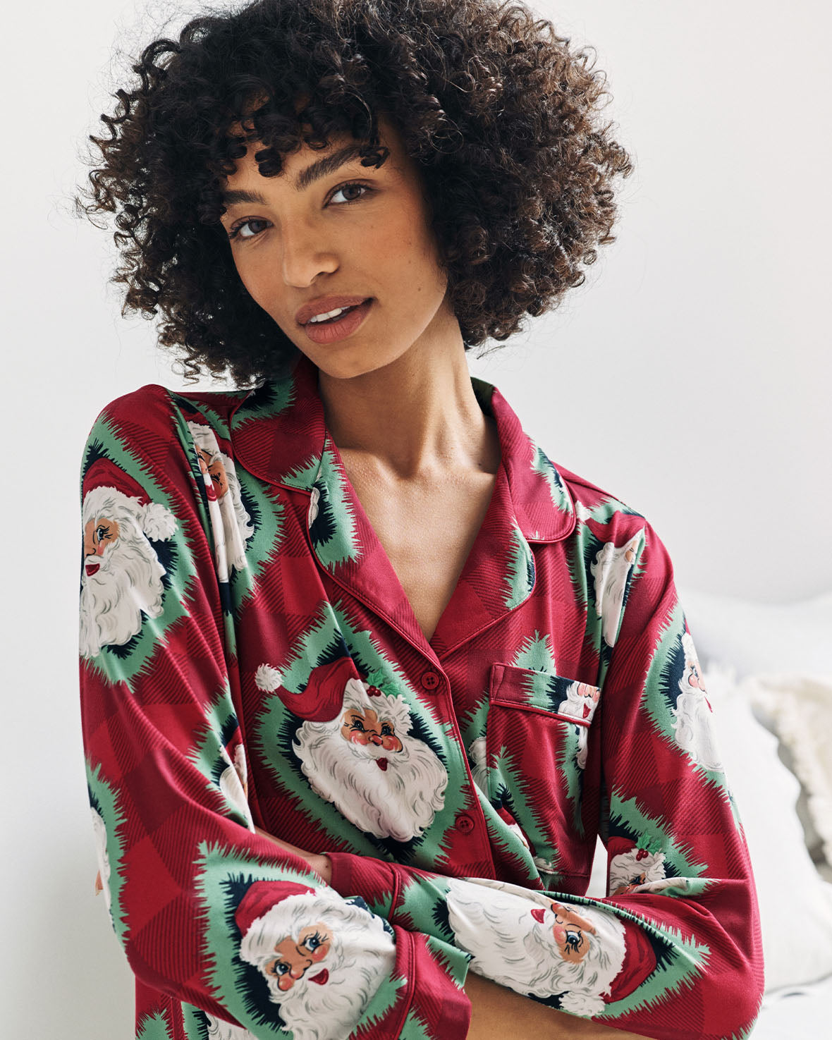 Christmas Jolly Santa Print Long Pyjama Set