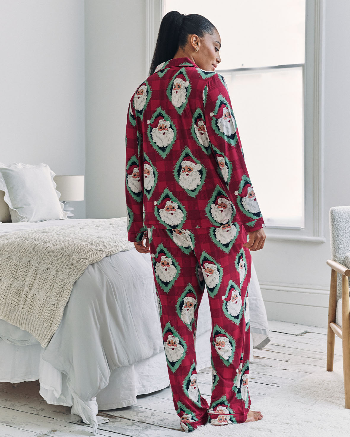 Christmas Jolly Santa Print Long Pyjama Set
