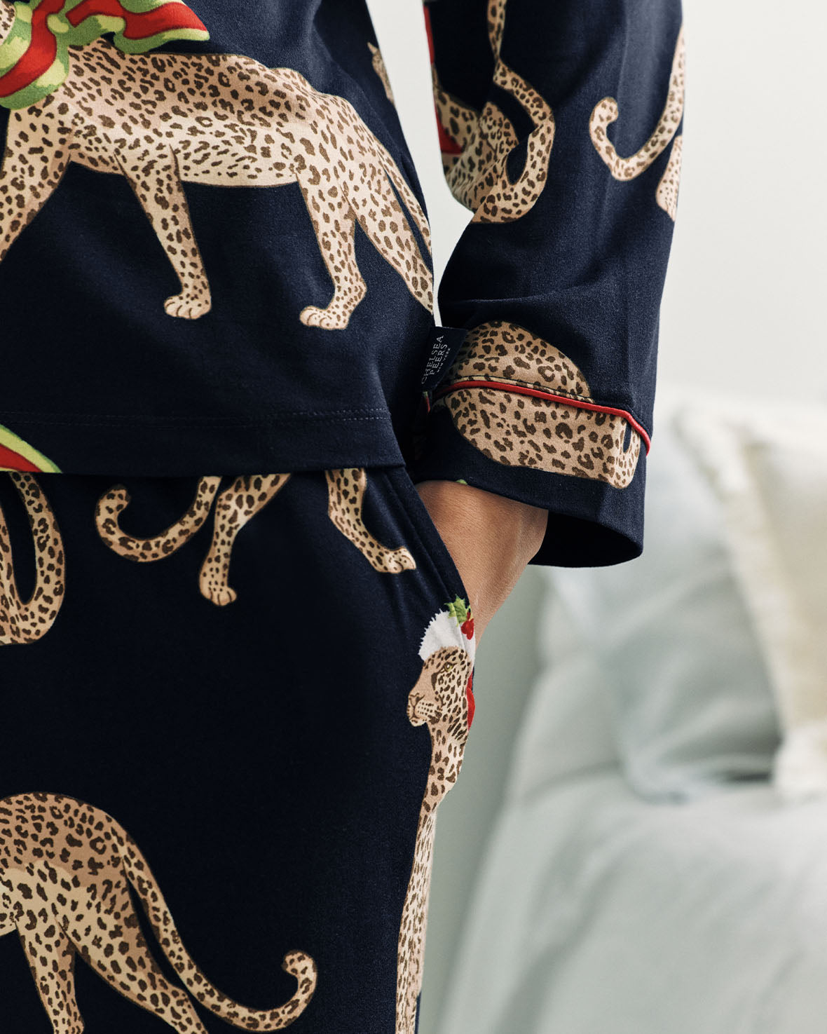 Christmas Leopard Print Long Pyjama Set