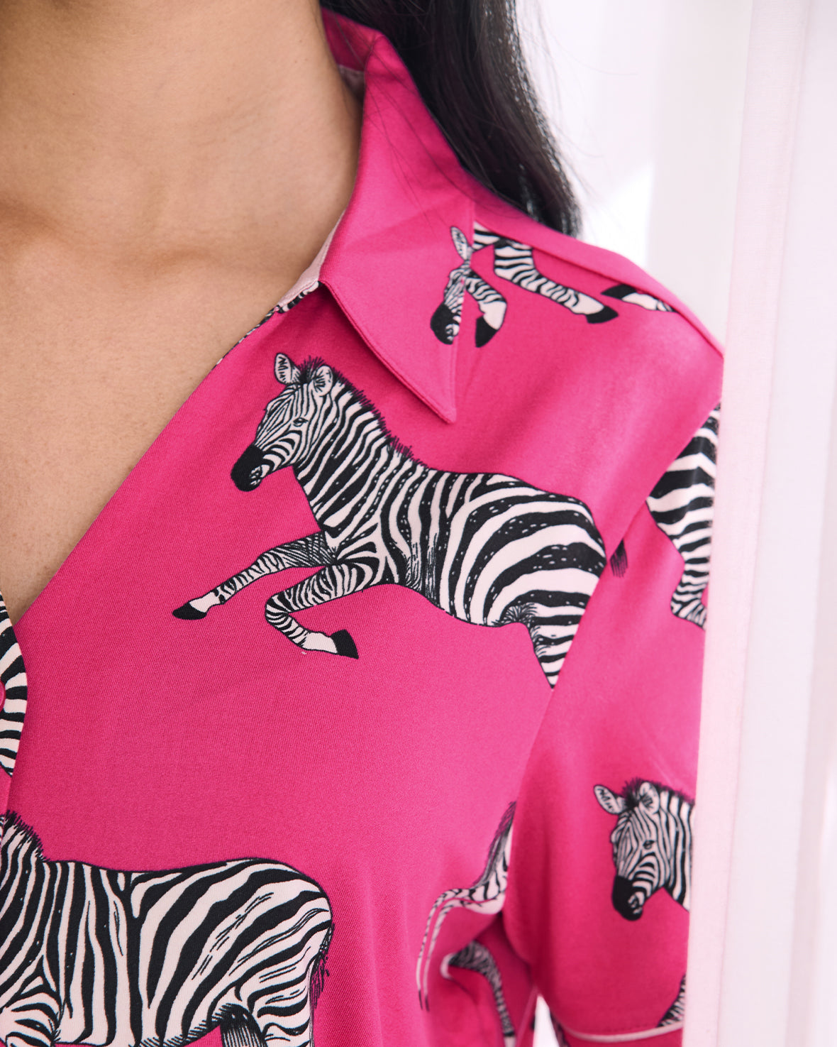 Zebra Print Short Pyjama Set - Hot Pink
