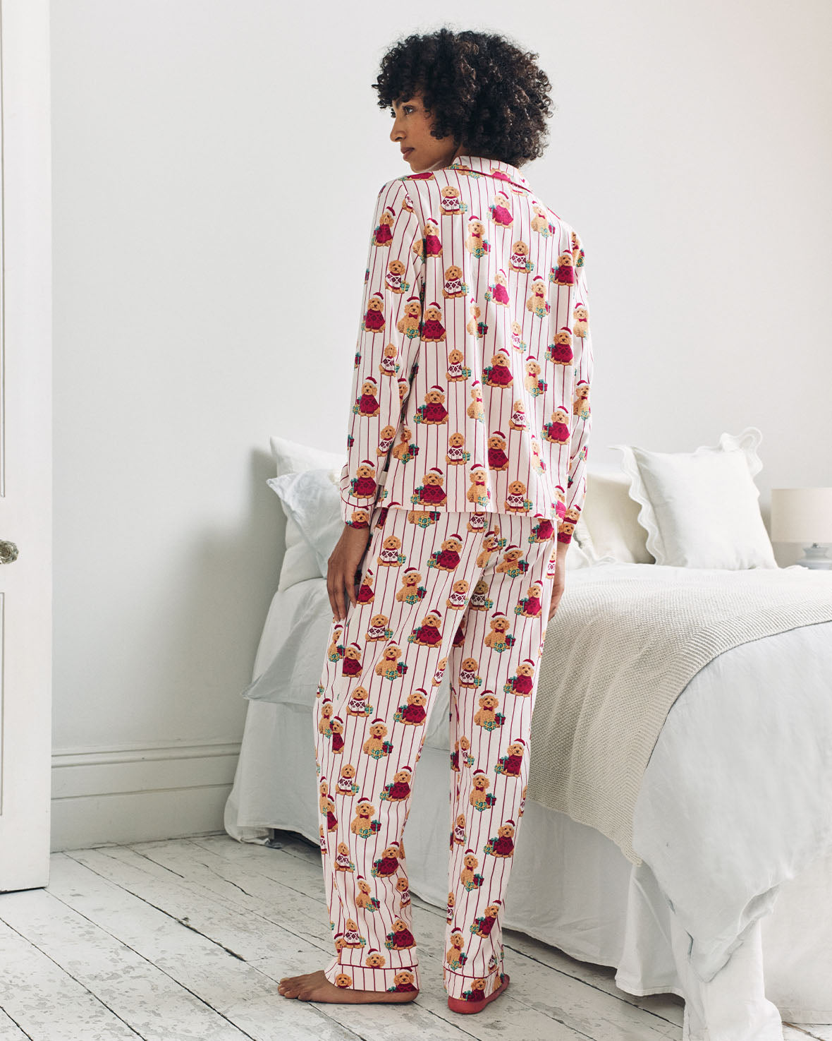Organic Cotton Chip the Christmas Cockapoo Dog Print Long Pyjama Set