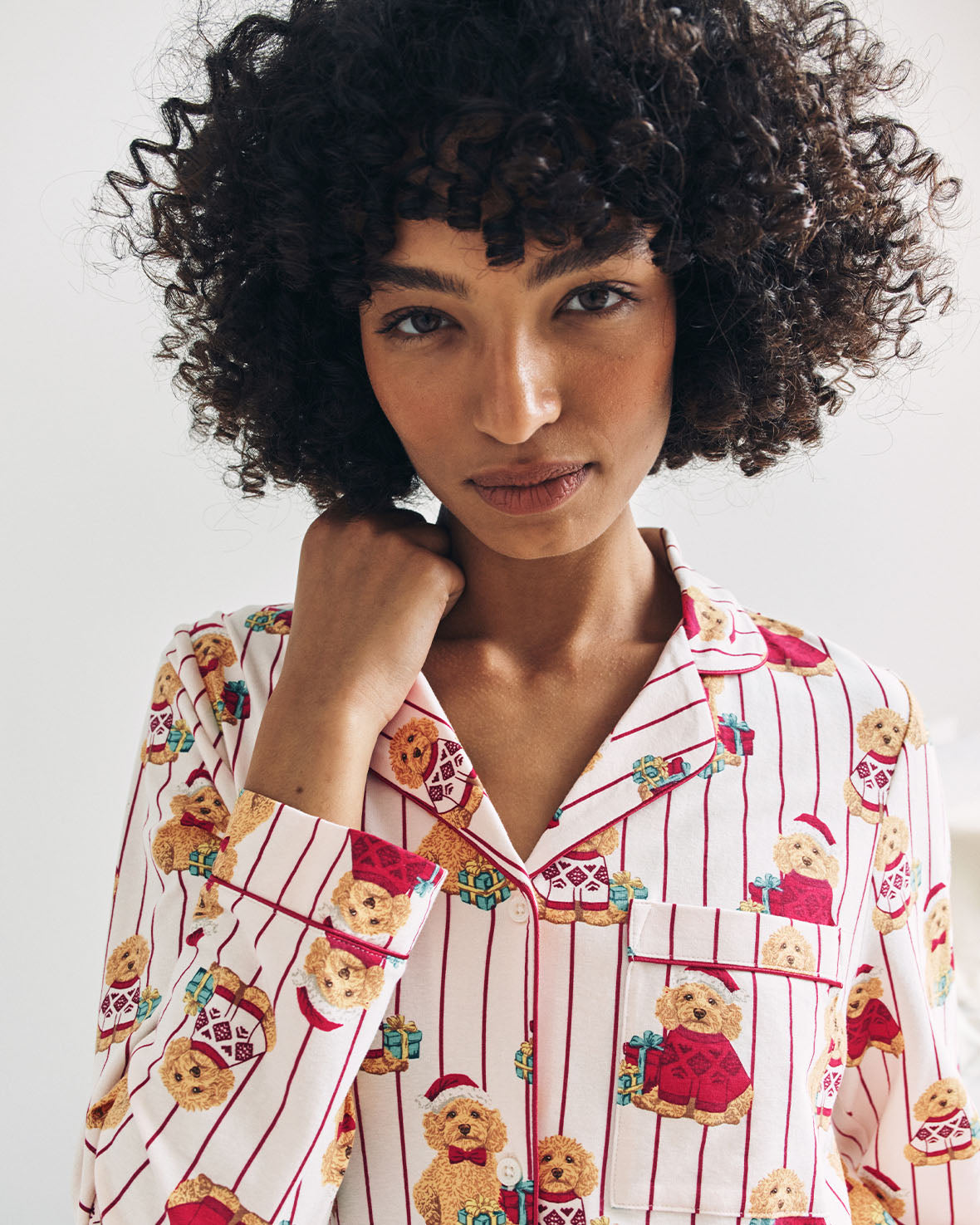 Organic Cotton Chip the Christmas Cockapoo Dog Print Long Pyjama Set