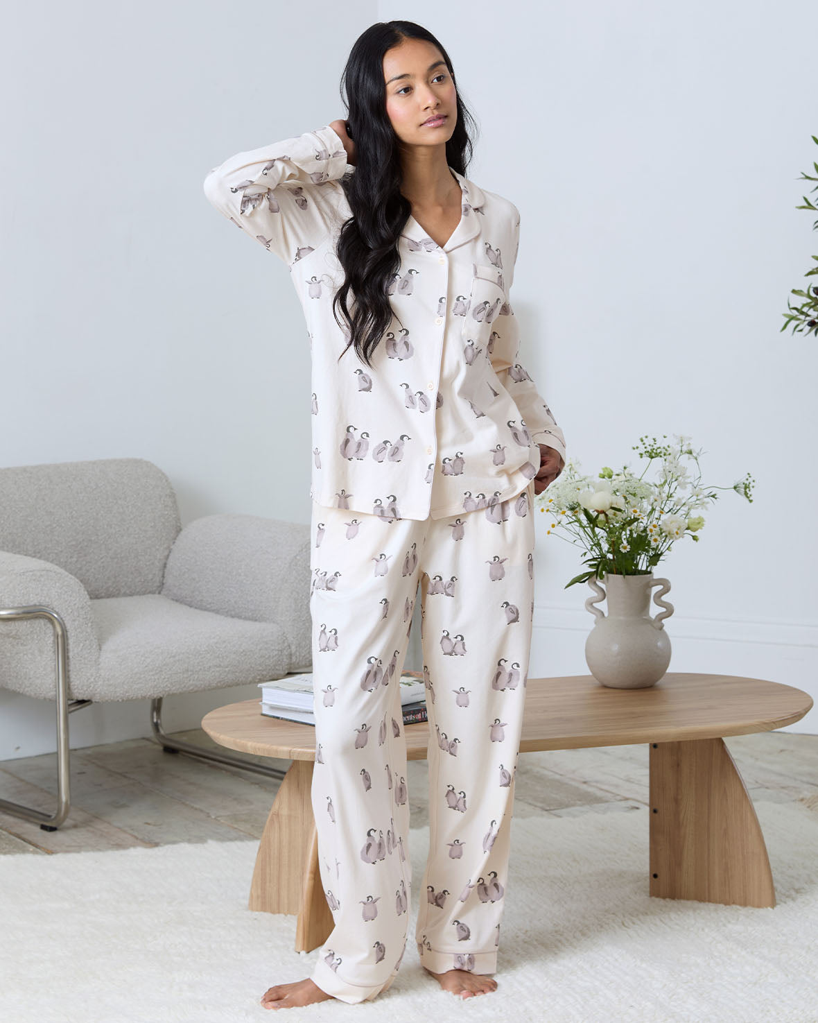 Organic Cotton Penguin Print Long Pyjama Set