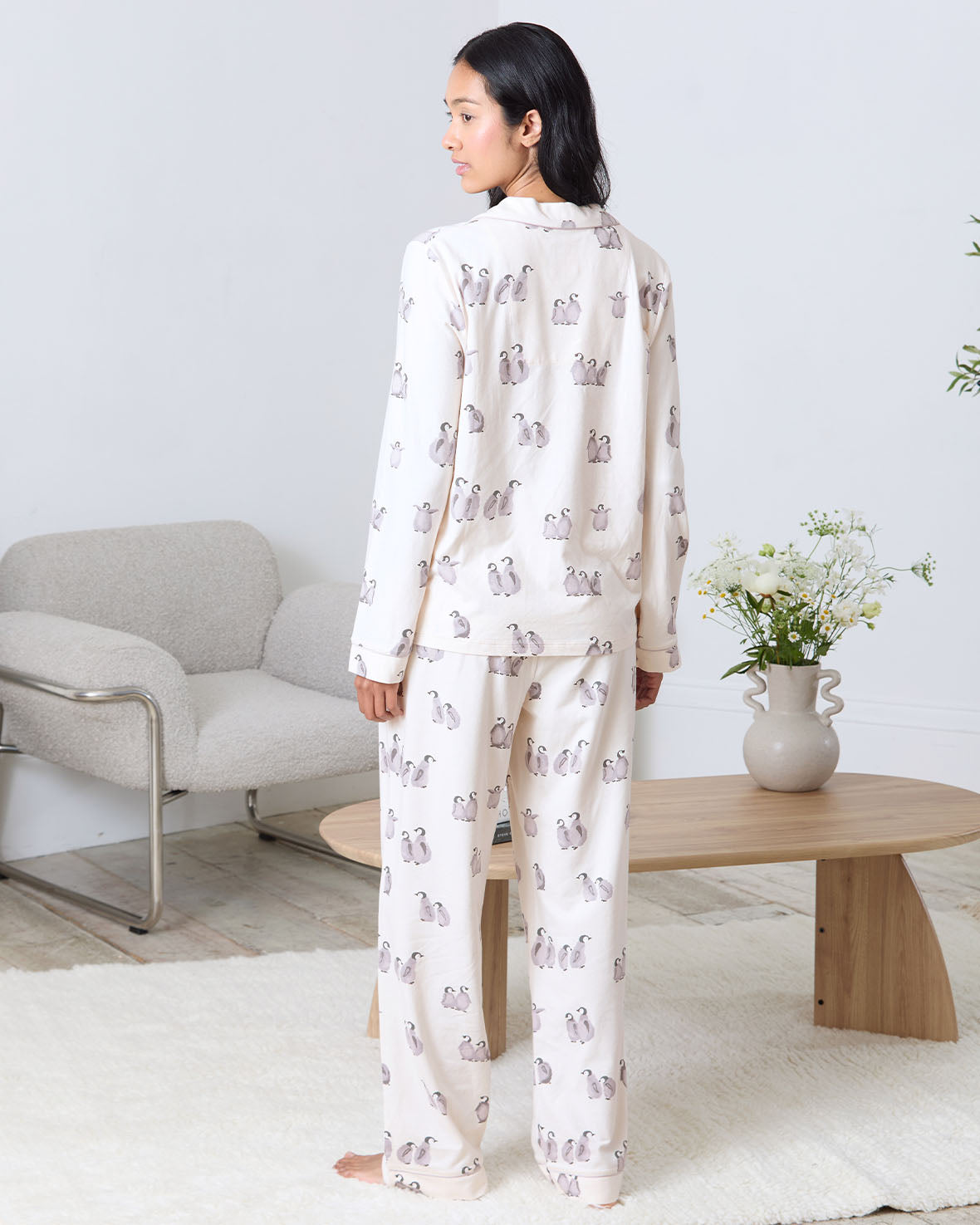 Organic Cotton Penguin Print Long Pyjama Set