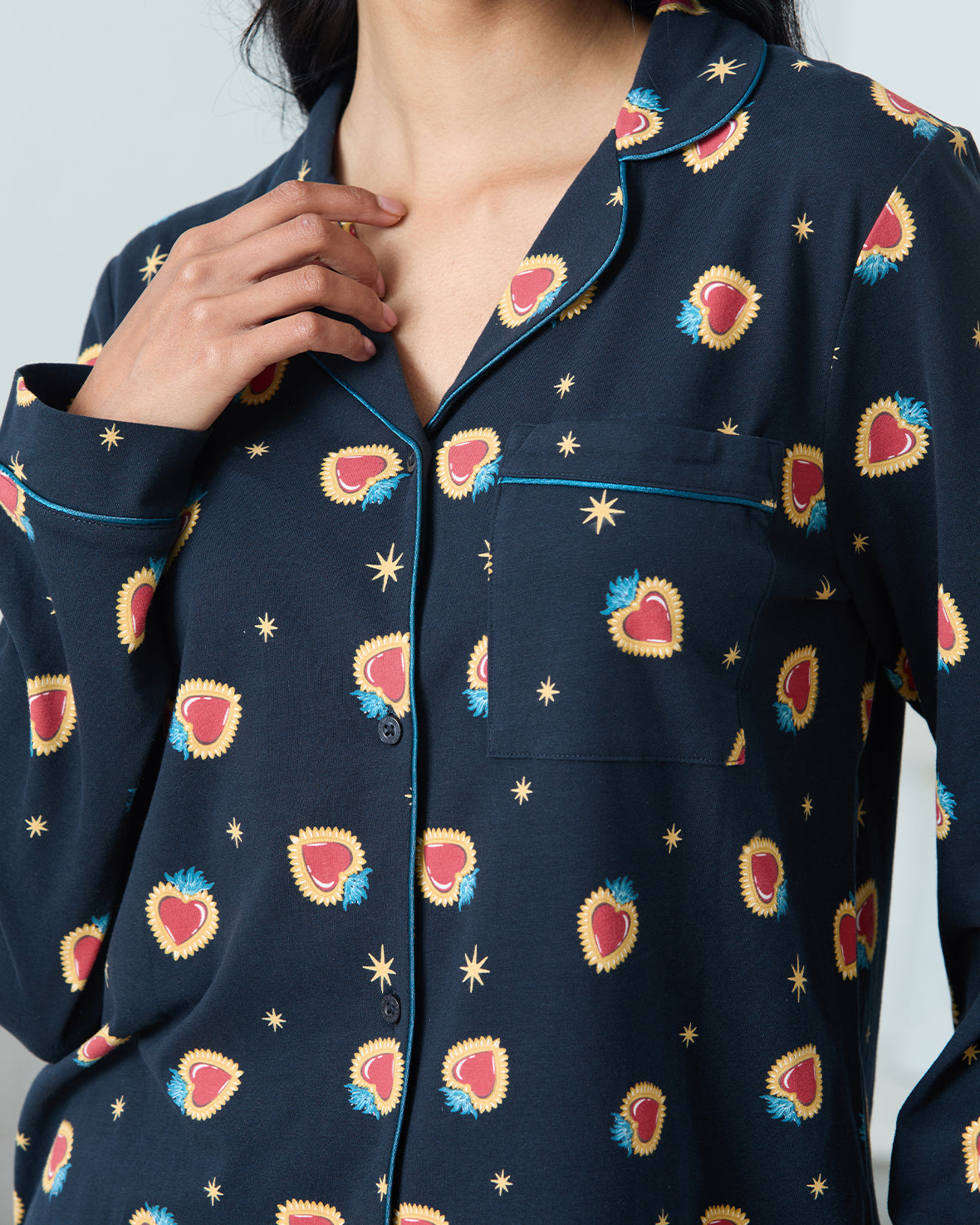 Organic Cotton Enchanted Heart Print Long Pyjama Set