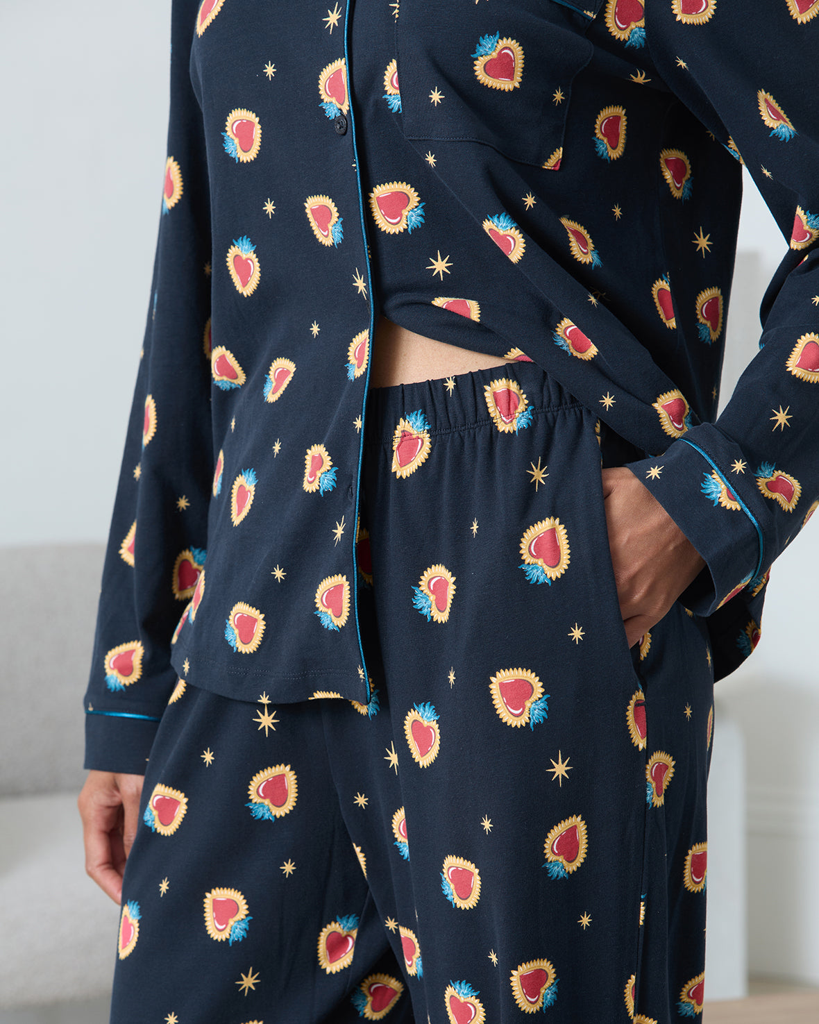 Organic Cotton Enchanted Heart Print Long Pyjama Set