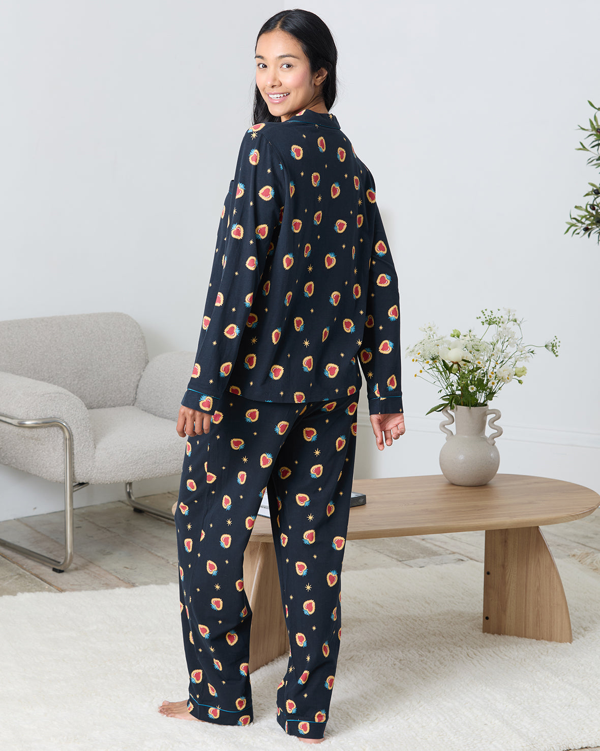 Organic Cotton Enchanted Heart Print Long Pyjama Set
