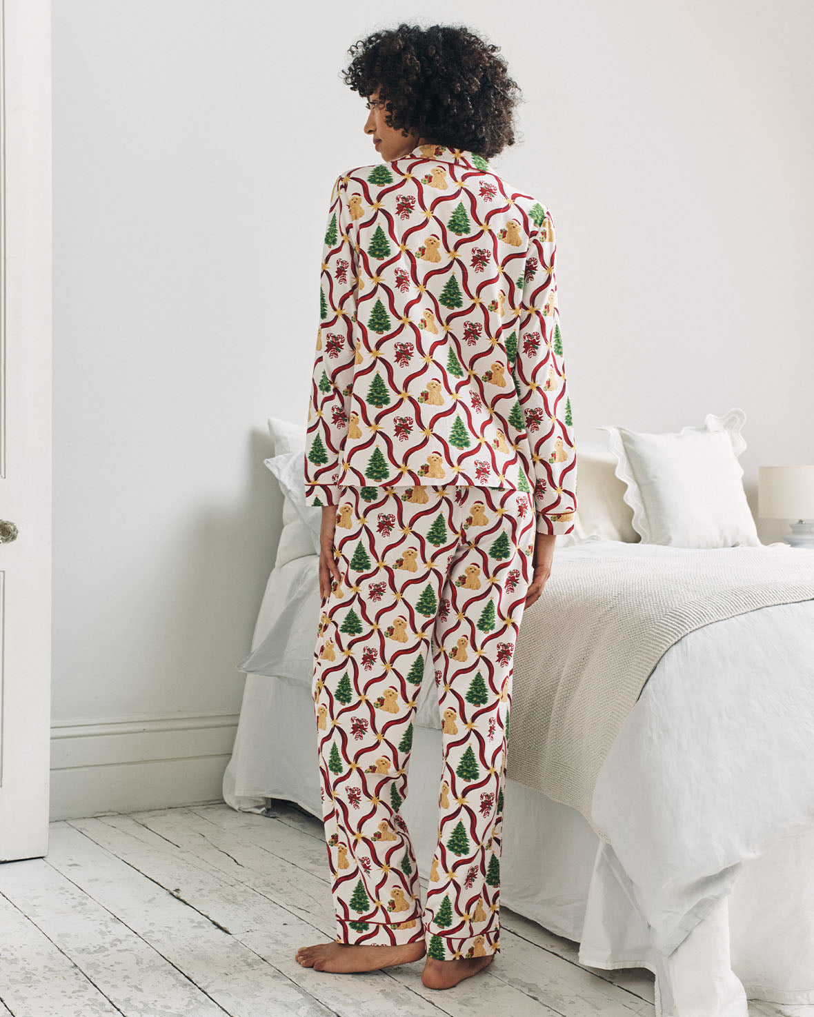 Organic Cotton Christmas Tree & Dog Long Pyjama Set