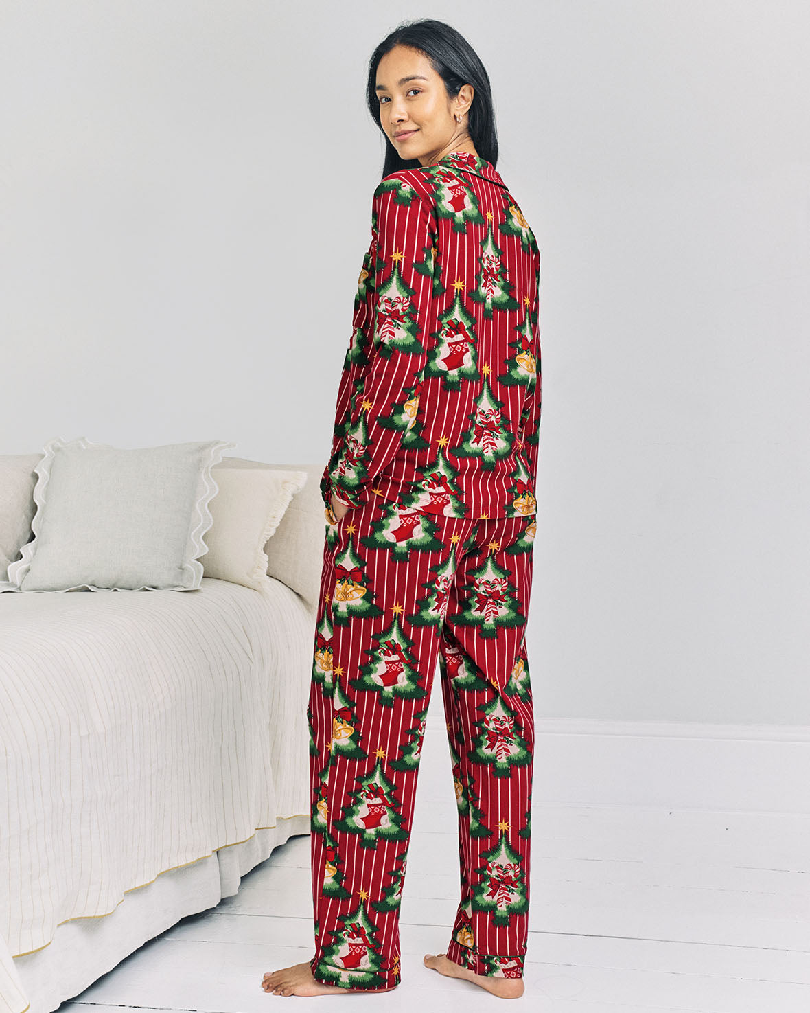 Organic Cotton Christmas Tree Stripe Long Pyjama Set