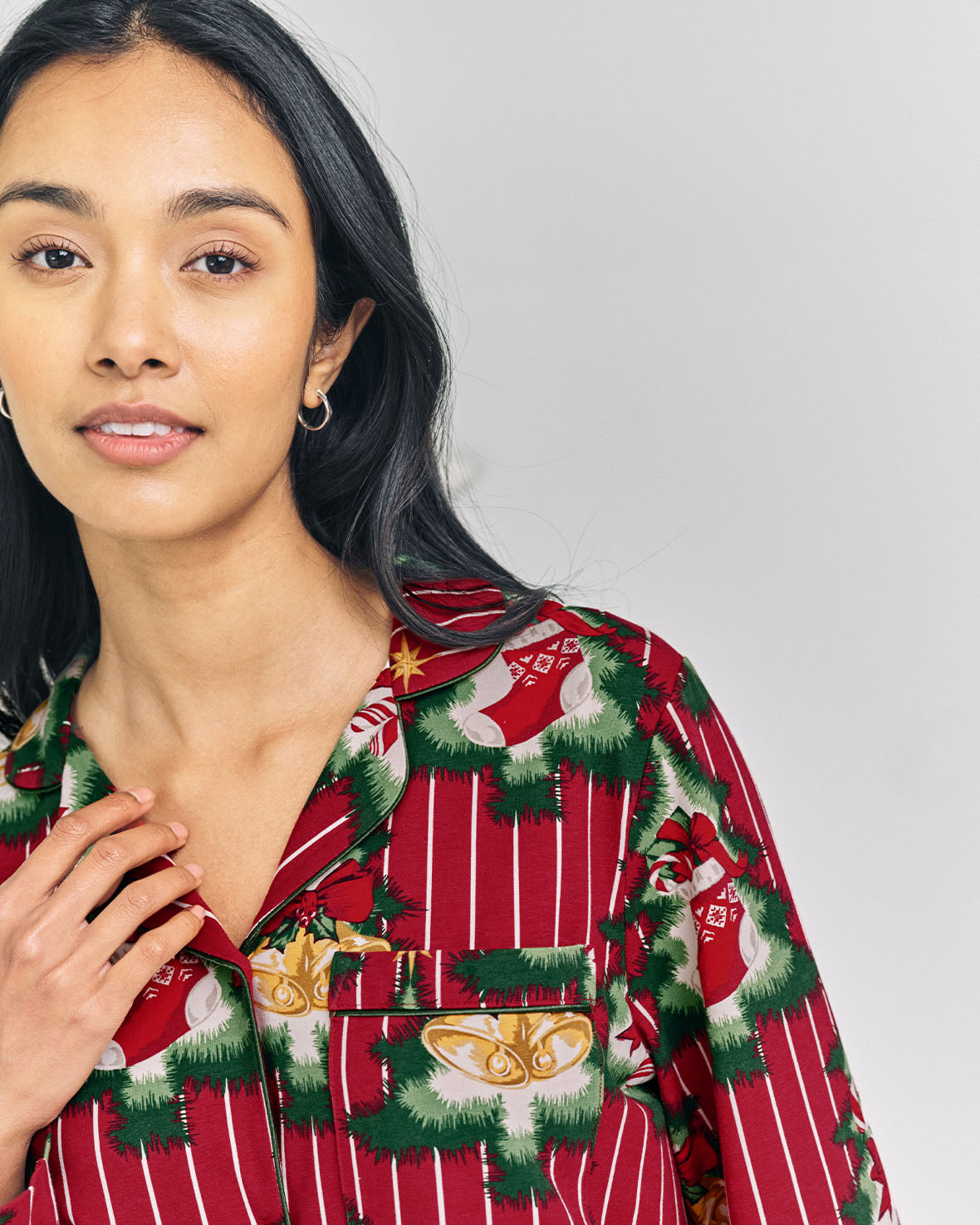 Organic Cotton Christmas Tree Stripe Long Pyjama Set