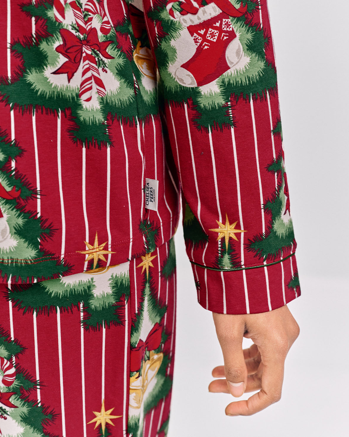 Organic Cotton Christmas Tree Stripe Long Pyjama Set