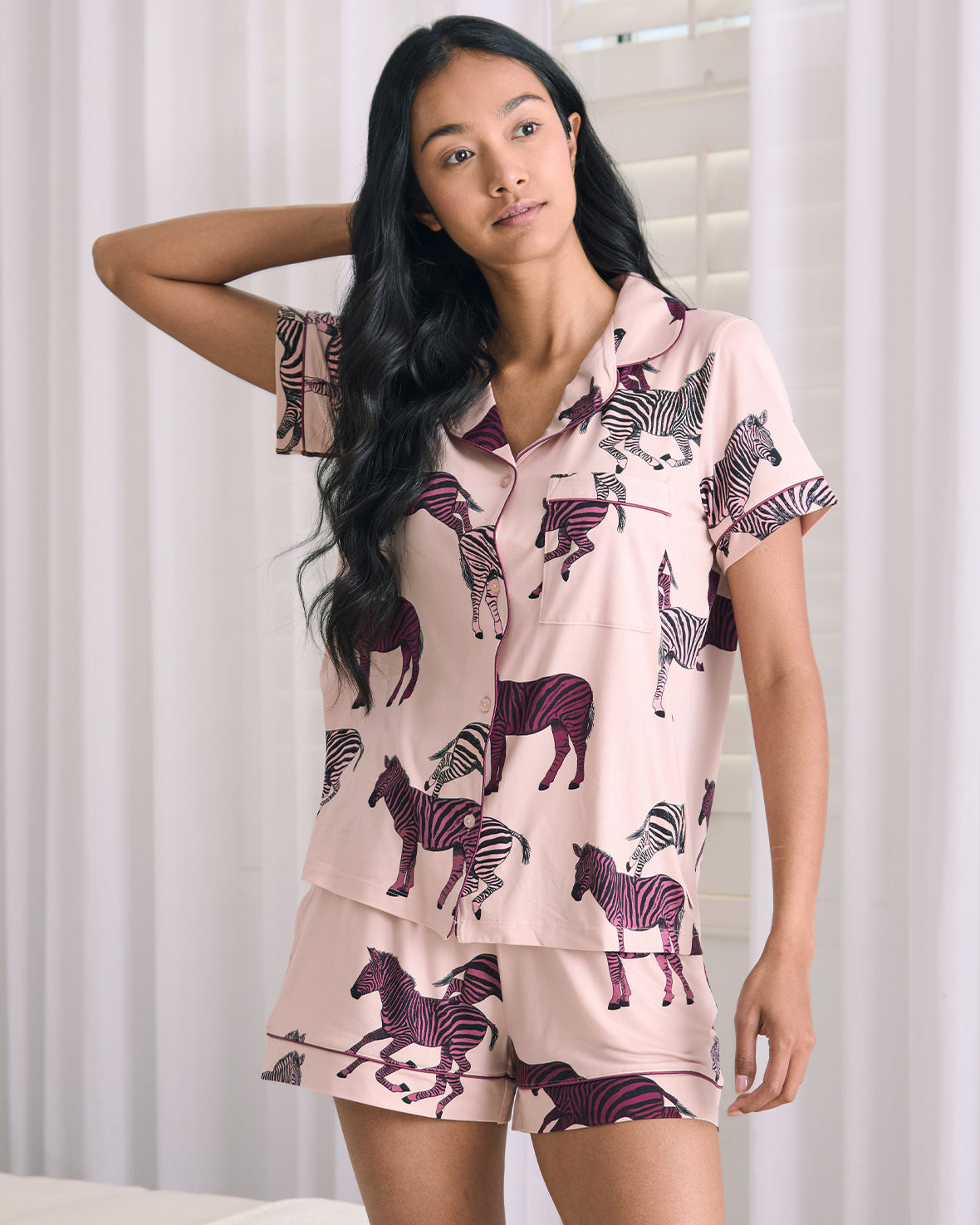 Zebra Print Short Pyjama Set - Purple