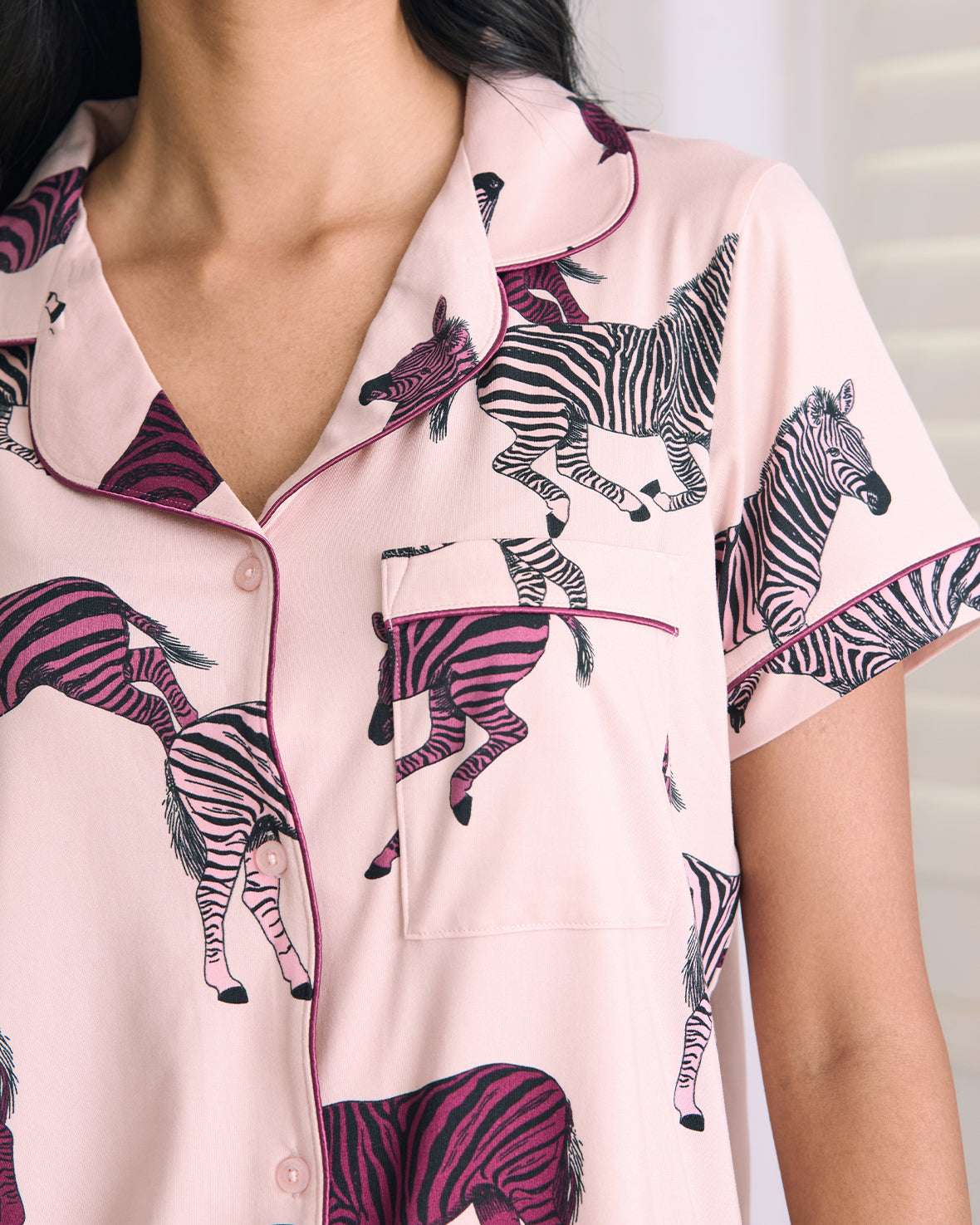 Zebra Print Short Pyjama Set - Purple