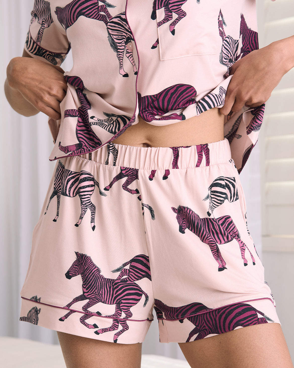 Zebra Print Short Pyjama Set - Purple