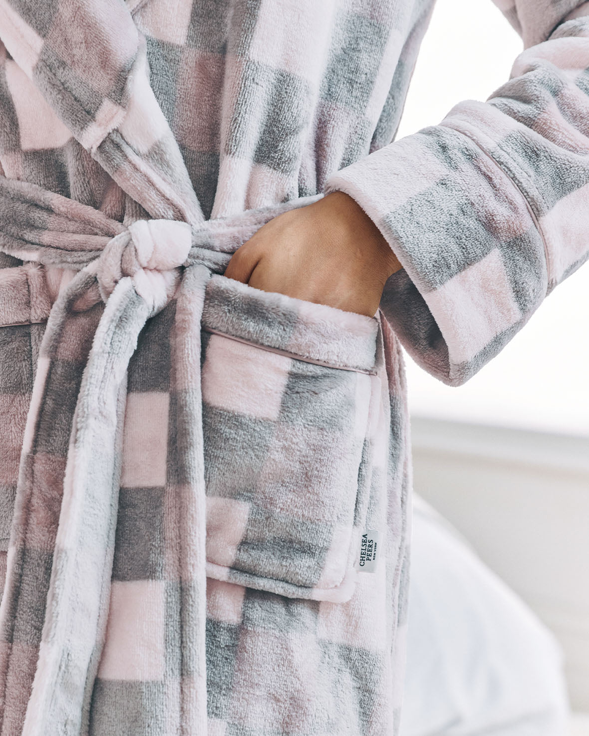 Fleece Check Hooded Dressing Gown