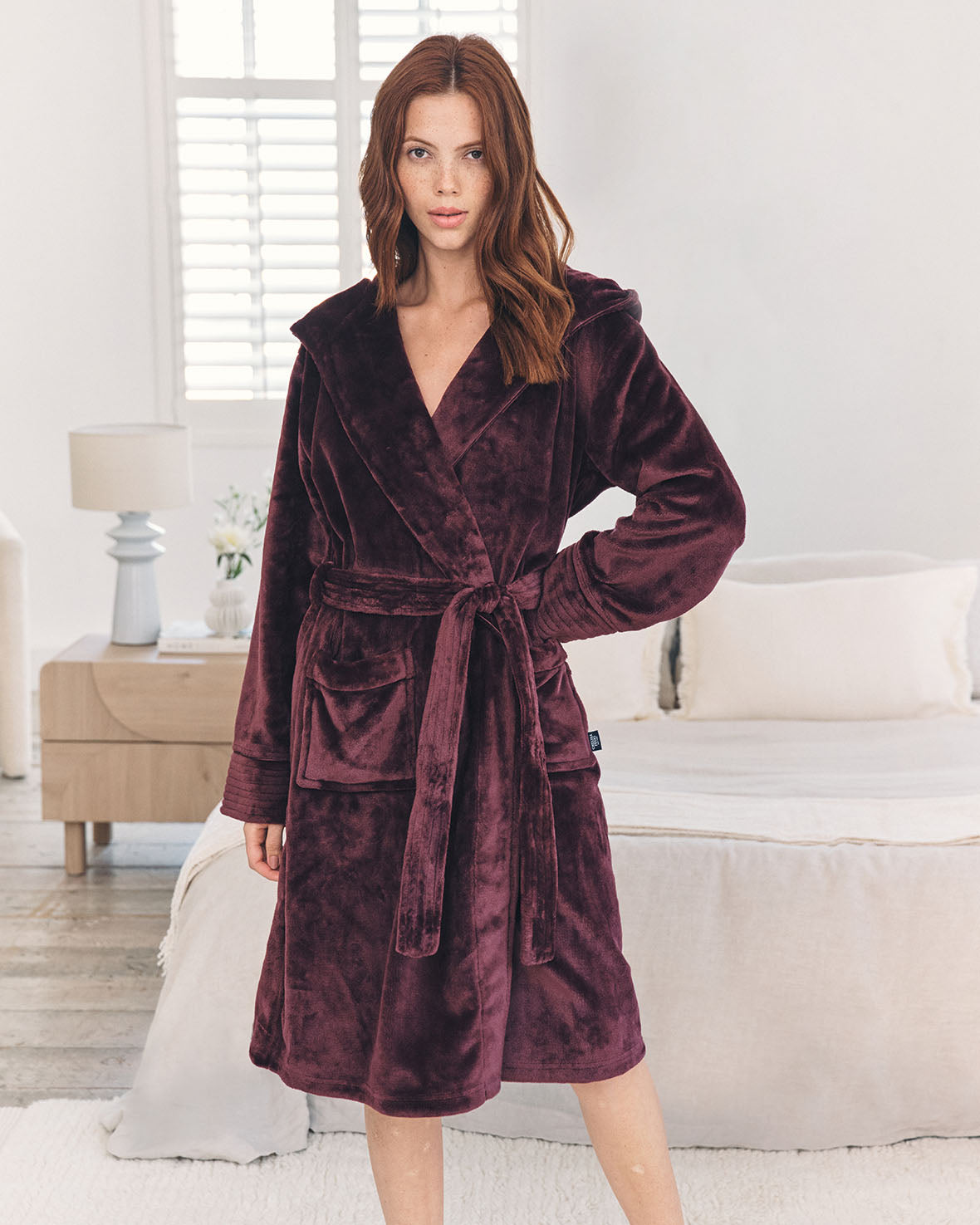Fleece Dressing Gown - Burgundy