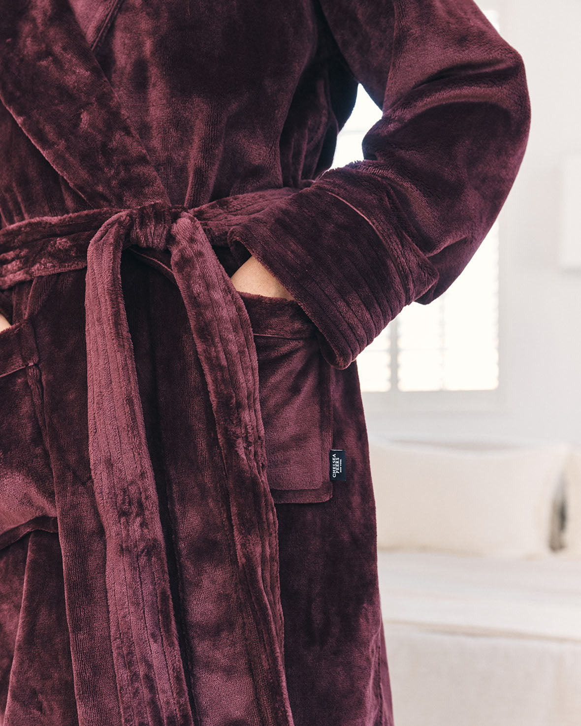 Fleece Dressing Gown - Burgundy