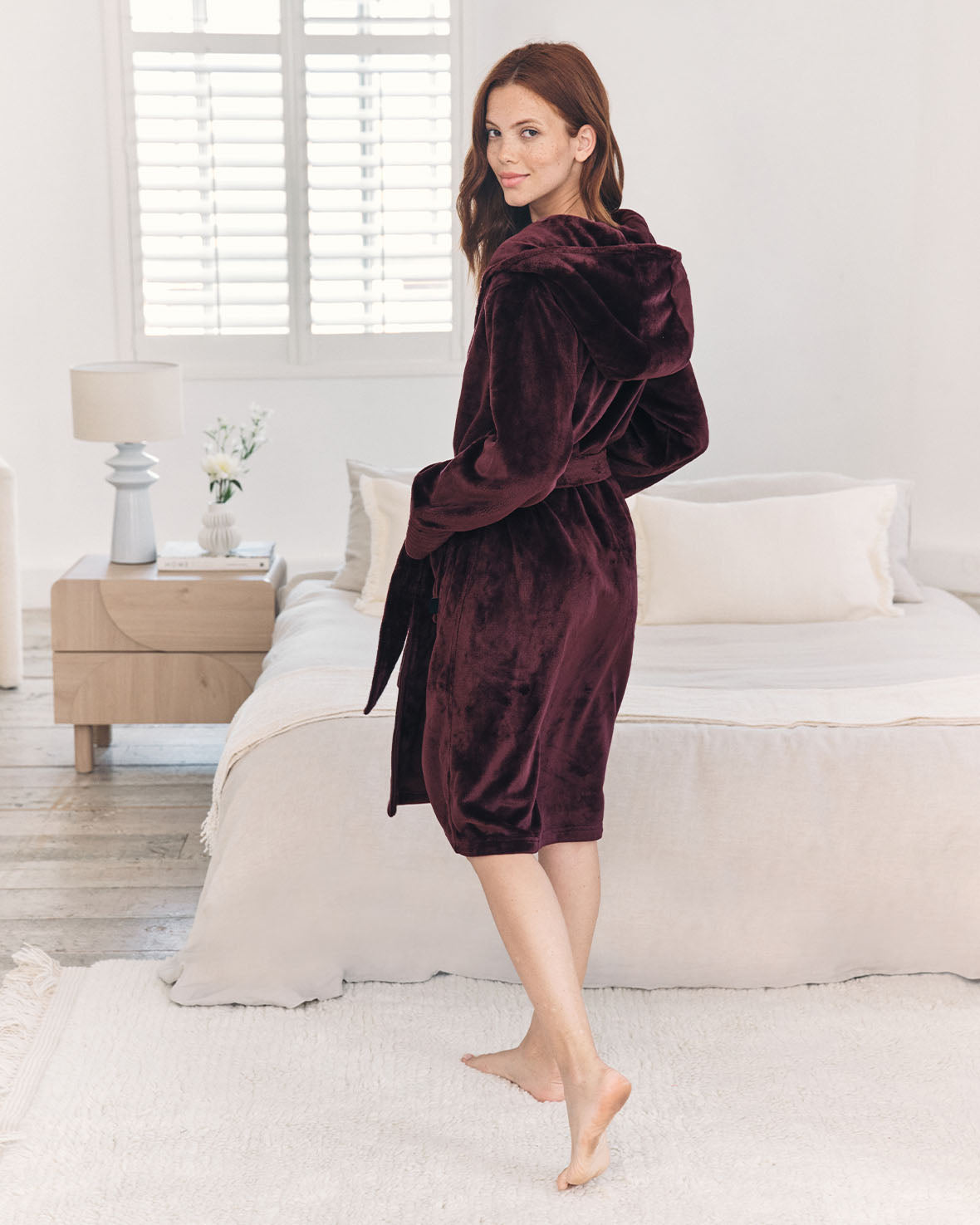 Fleece Dressing Gown - Burgundy