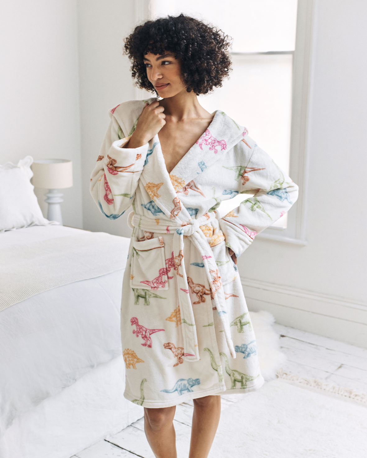 Fleece Dinosaur Print Dressing Gown