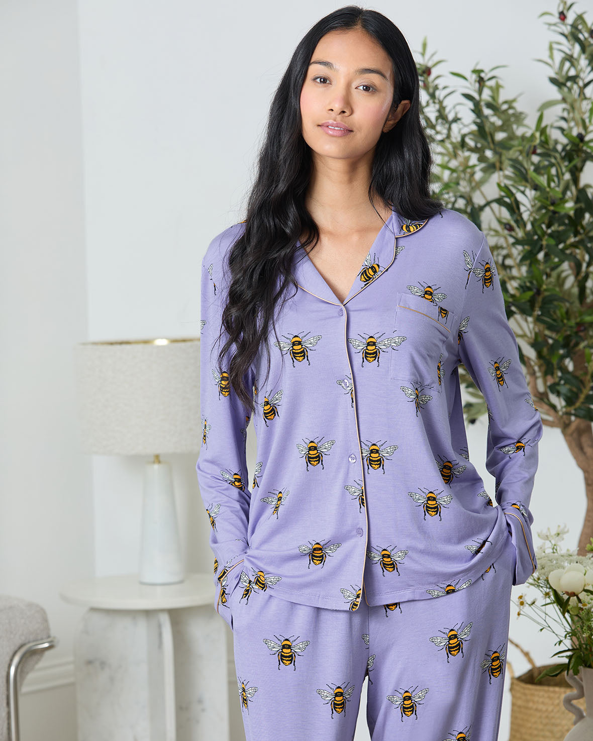 TENCELª Modal Bee Print Long Pyjama Set - Lilac