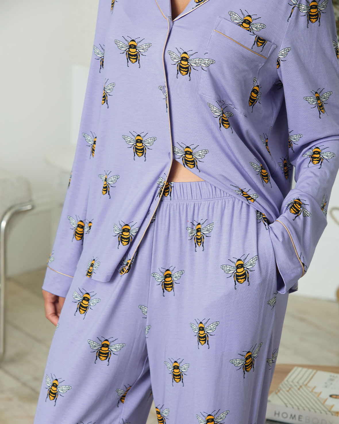 TENCELª Modal Bee Print Long Pyjama Set - Lilac