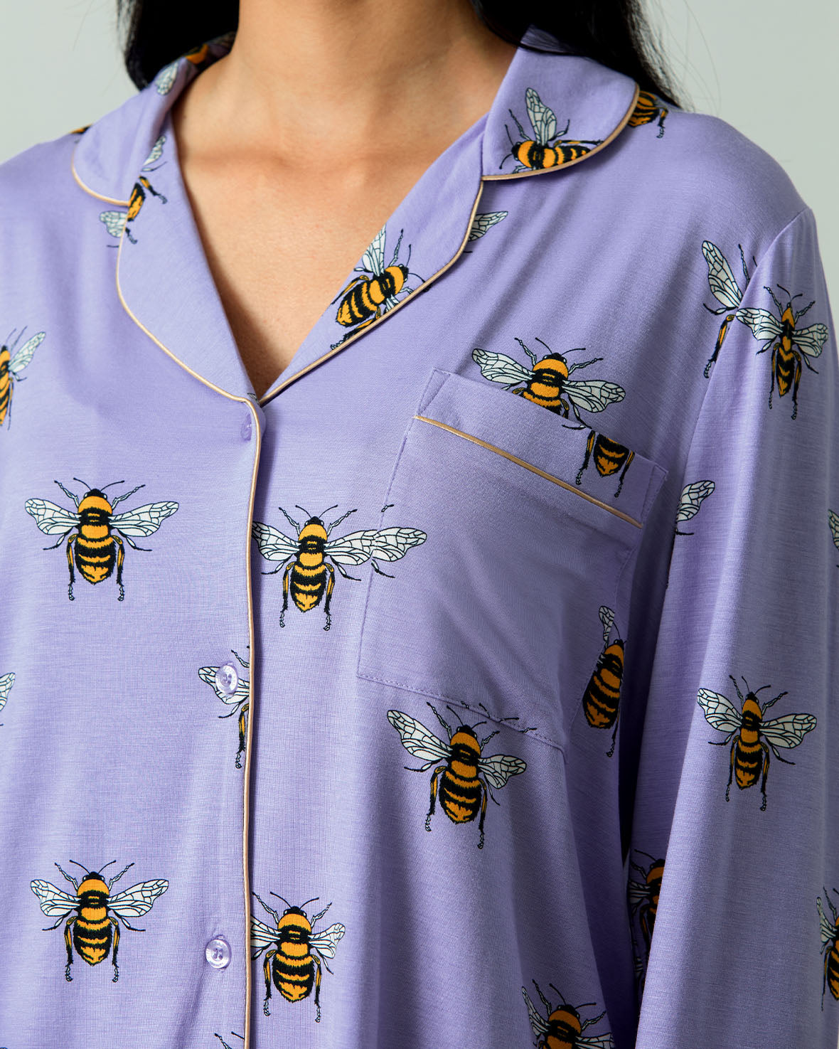 TENCELª Modal Bee Print Long Pyjama Set - Lilac