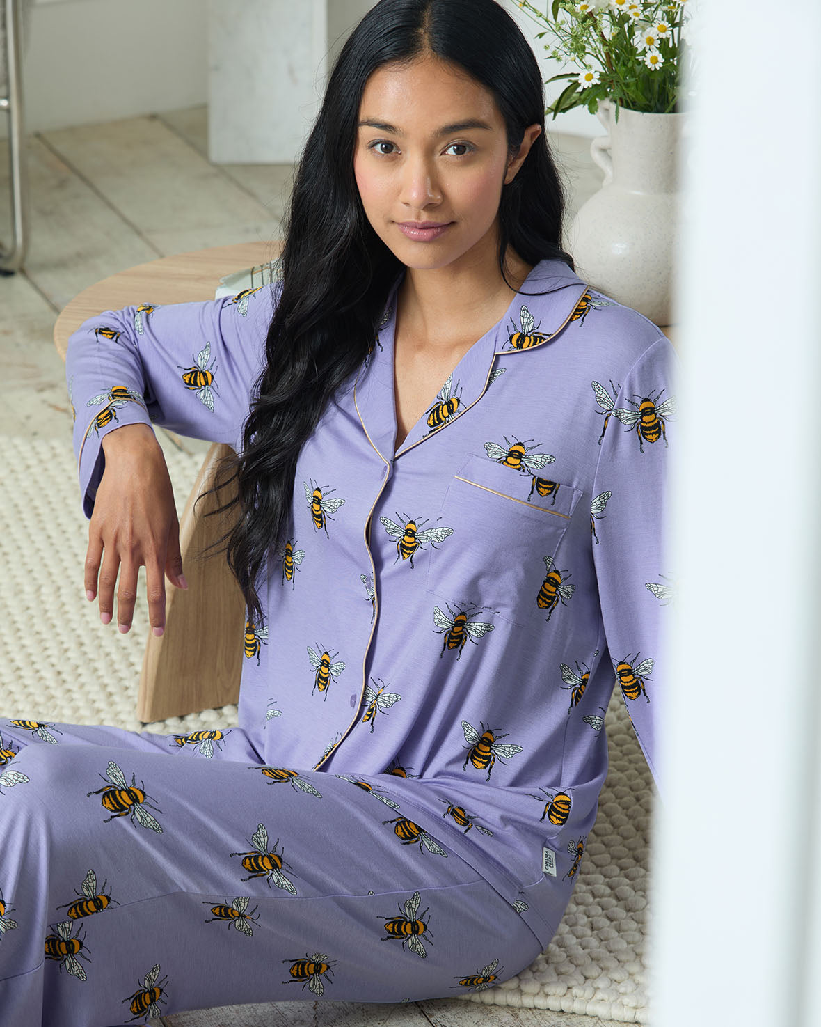 TENCELª Modal Bee Print Long Pyjama Set - Lilac