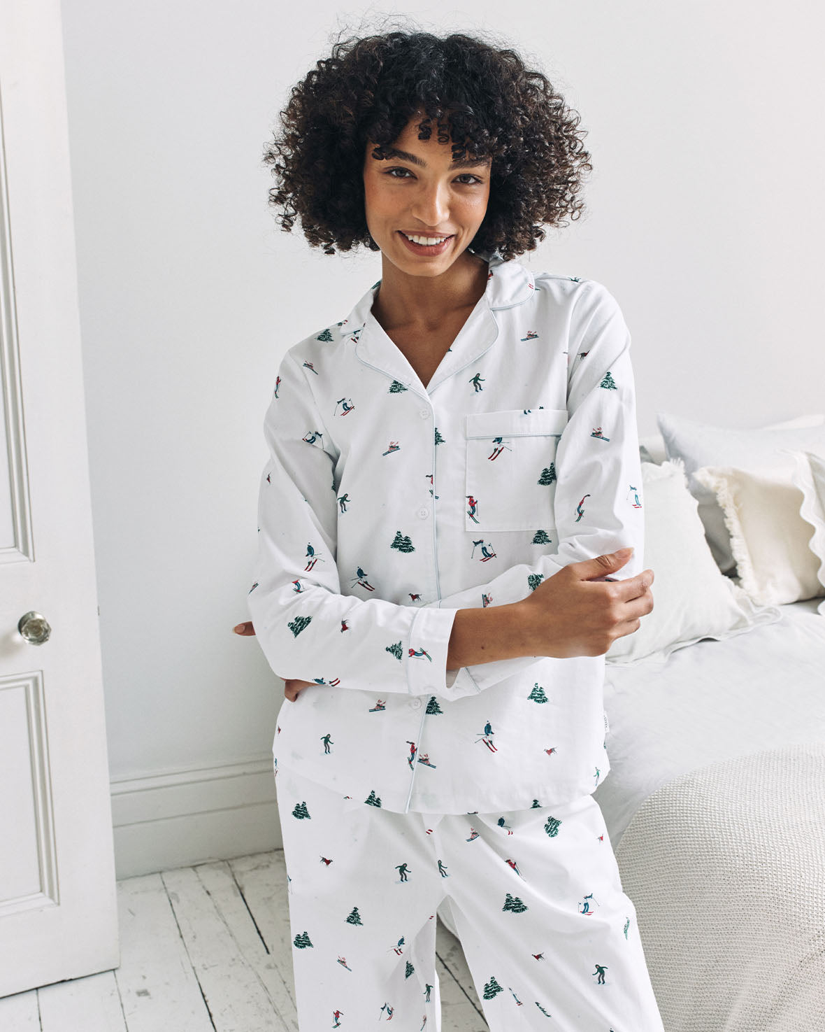 Organic Cotton Ski Vacation Print Long Pyjama Set