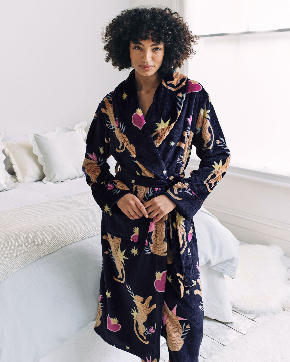 Fleece Enchanted Tiger Print Dressing Gown