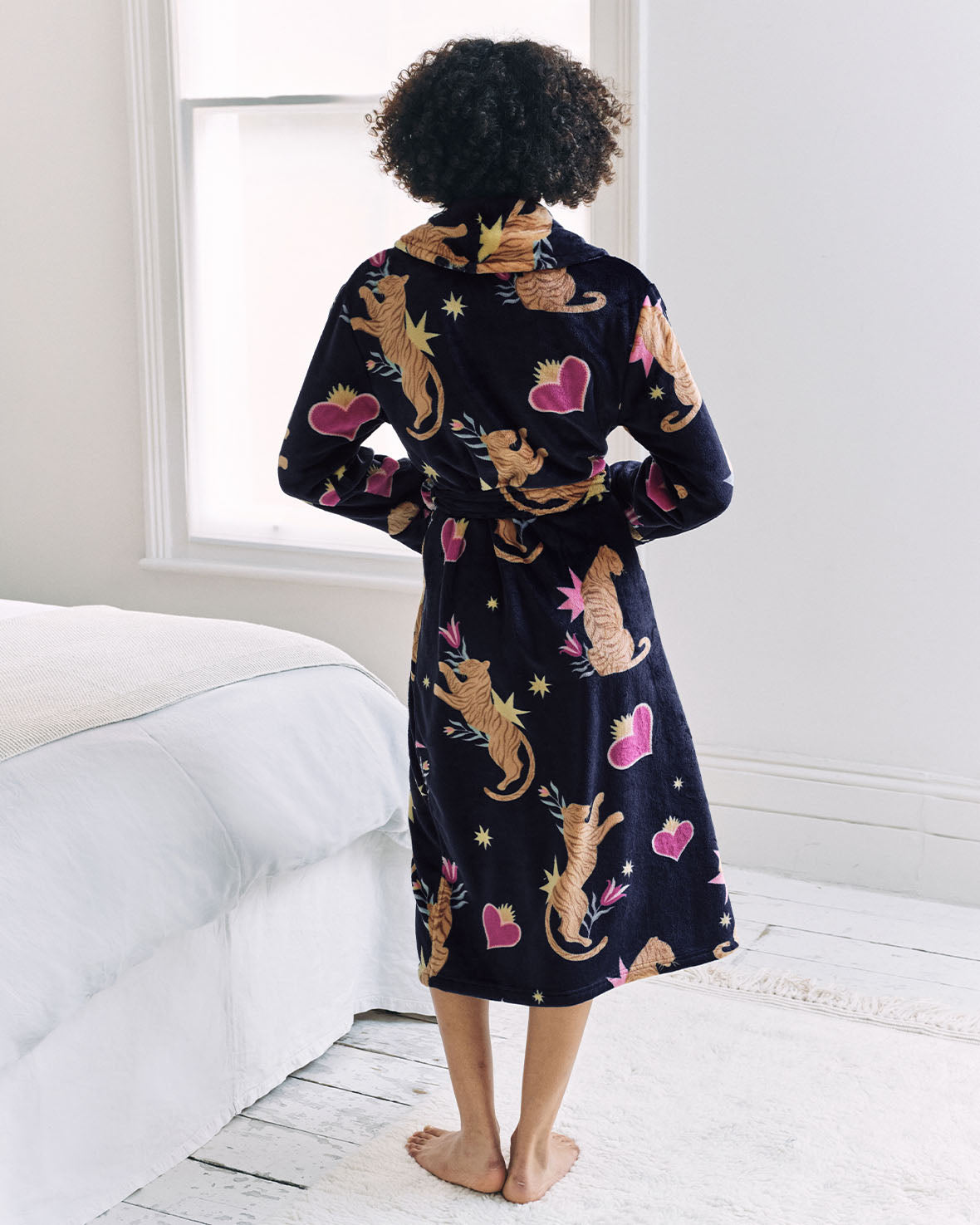 Fleece Enchanted Tiger Print Dressing Gown